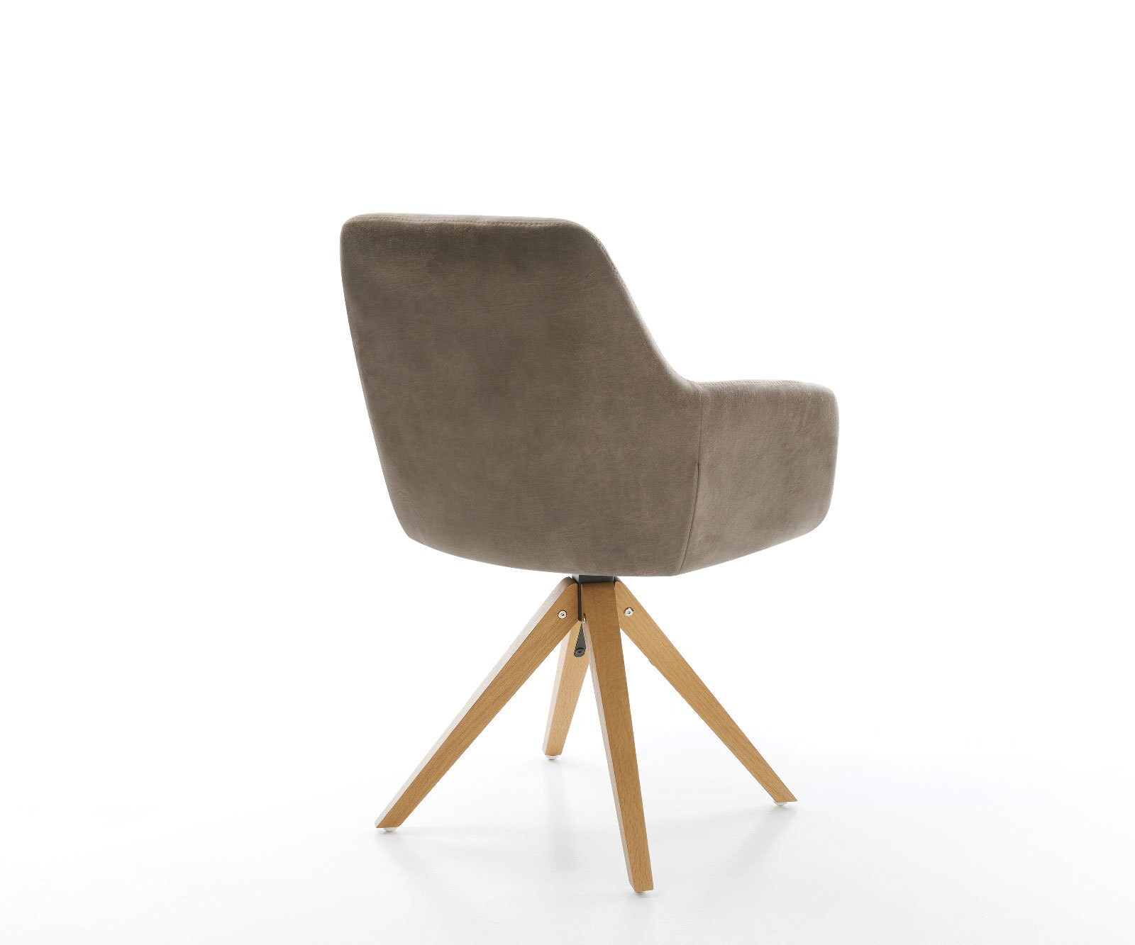 Chaise-de-salle-à-manger Pejo-Flex microvelours taupe vintage pied en bois angulaire naturel ressorts ensachés 4
