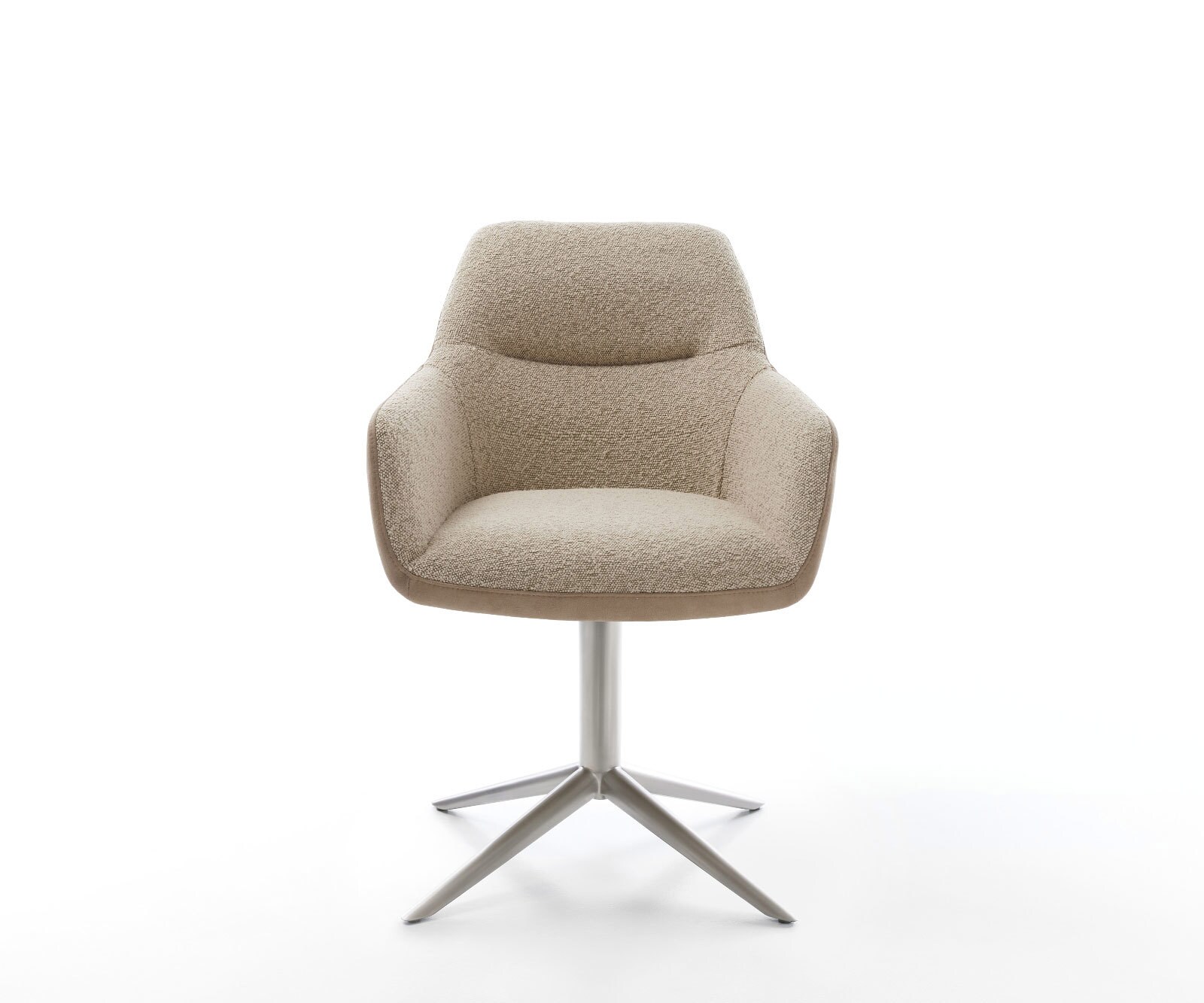 Chaise-pivotante Pejo-Flex tissu mixte couleur boue pied de chaise 4 branches acier inoxydable brossé pivotement sur 360° fonction bascule ressorts ensachés 2
