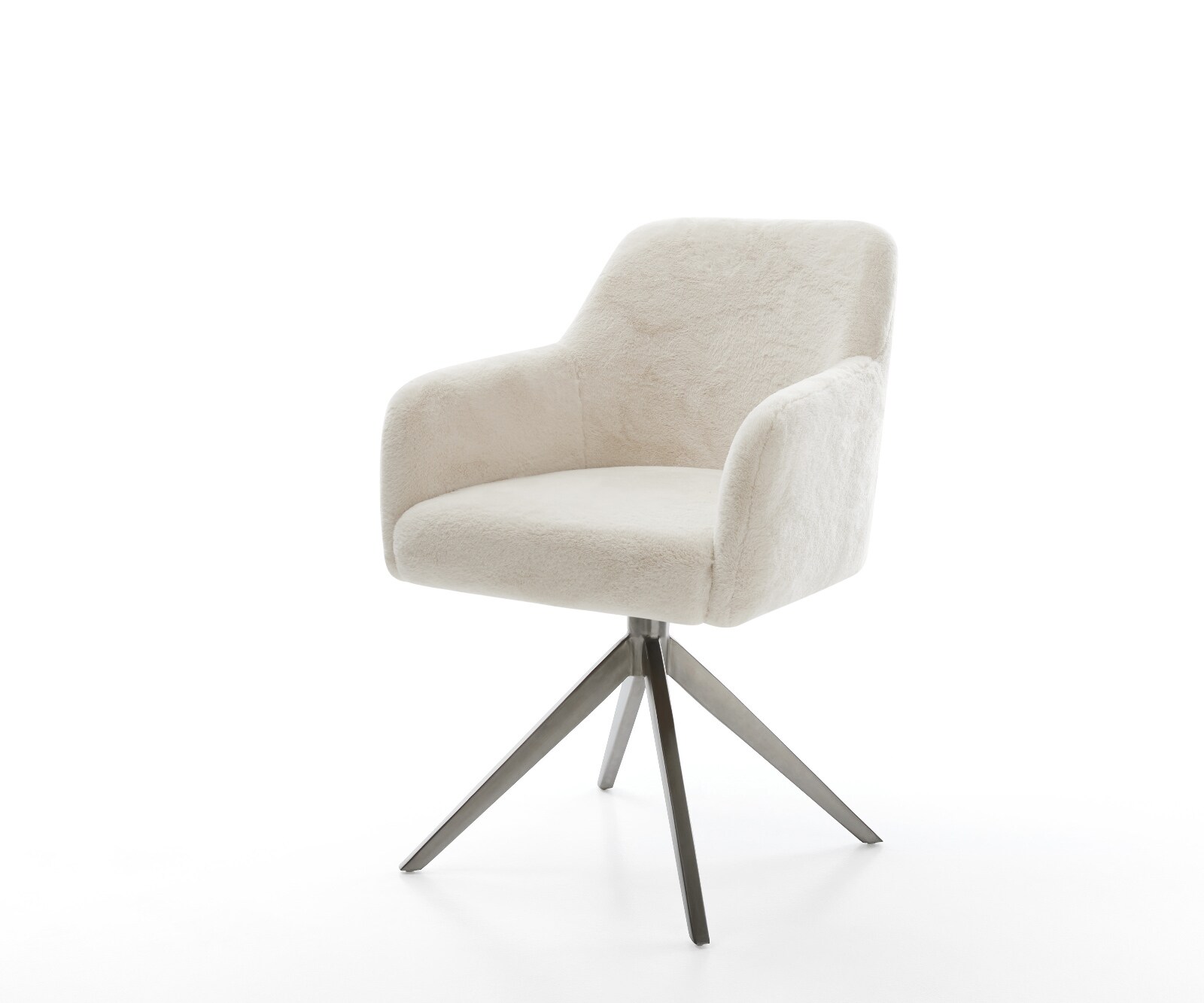 Chaise-pivotante Greg-Flex peluche crème-blanc pied croisé large grafiete pivotement sur 360° fonction bascule resorts ensachés 1