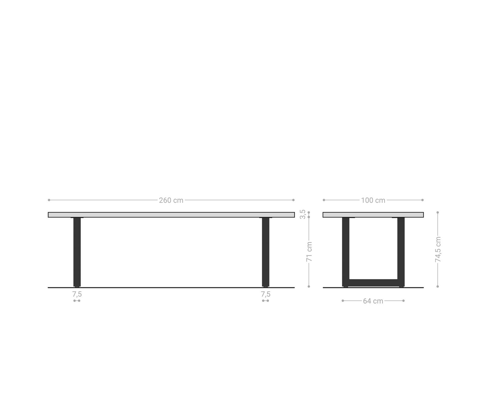 Table-à-manger Edge 260x100 acacia nature acier inoxydable large Live-Edge 7