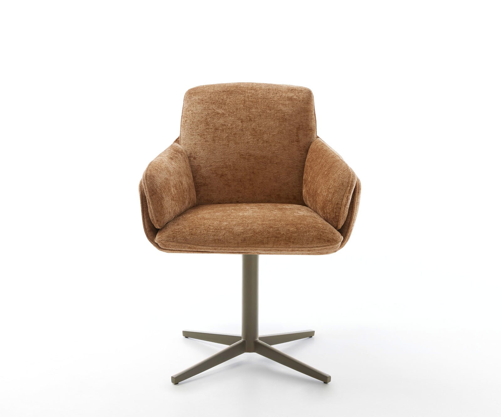 Chaise-pivotante Luan-Flex avec accoudoirs chenille rouille pied de chaise 4 branches aspect titane pivotement sur 360° 1 Chaise-pivotante Luan-Flex avec accoudoirs chenille rouille pied de chaise 4 branches aspect titane pivotement sur 360° 1