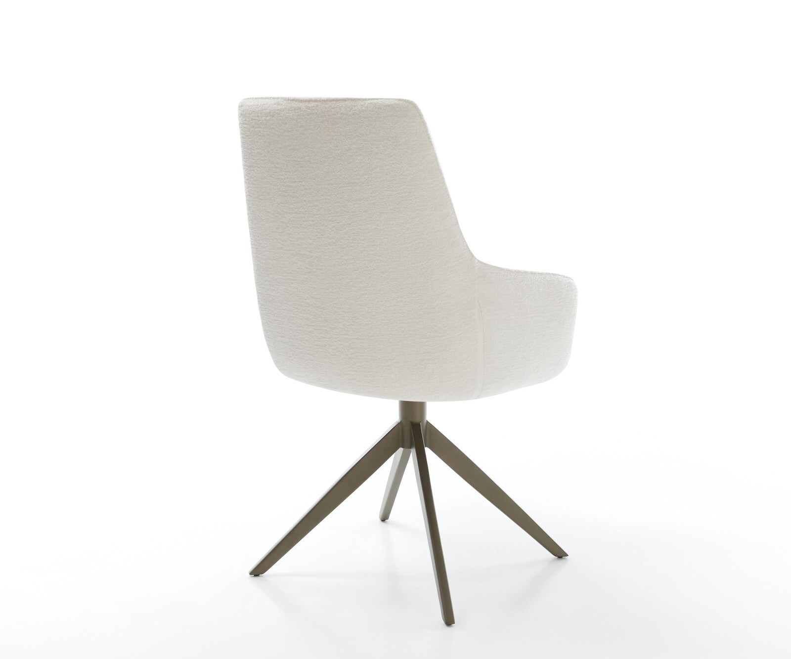 Chaise-pivotante Zelia-Flex avec accoudoirs bouclé doux beige pied croisé large aspect titane pivotement sur 360° fonction bascule resorts ensachés 5