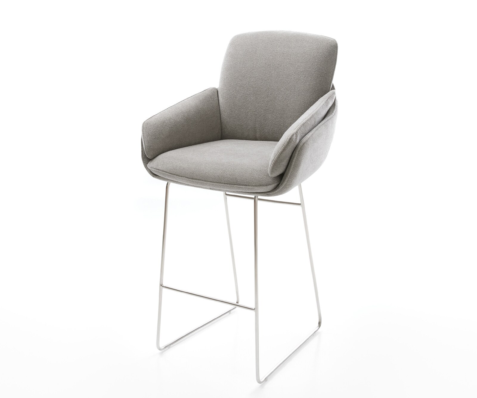Chaise-de-bar Luan-Flex Tissu structuré doux Gris Pied trapèze acier inoxydable Argent 1