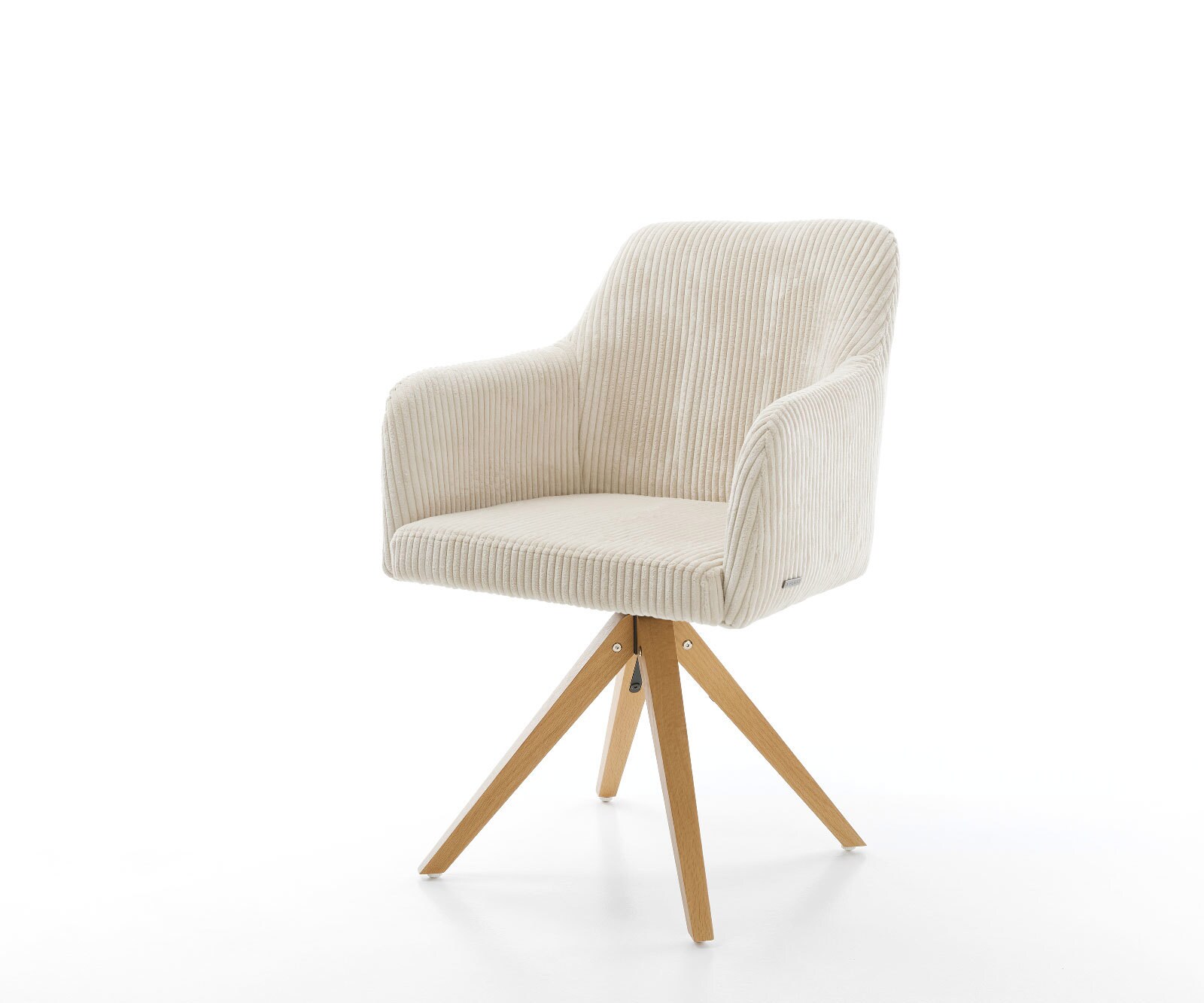 Chaise-de-salle-à-manger Greg-Flex côtelé beige vintage pied en bois angulaire naturel ressorts ensachés