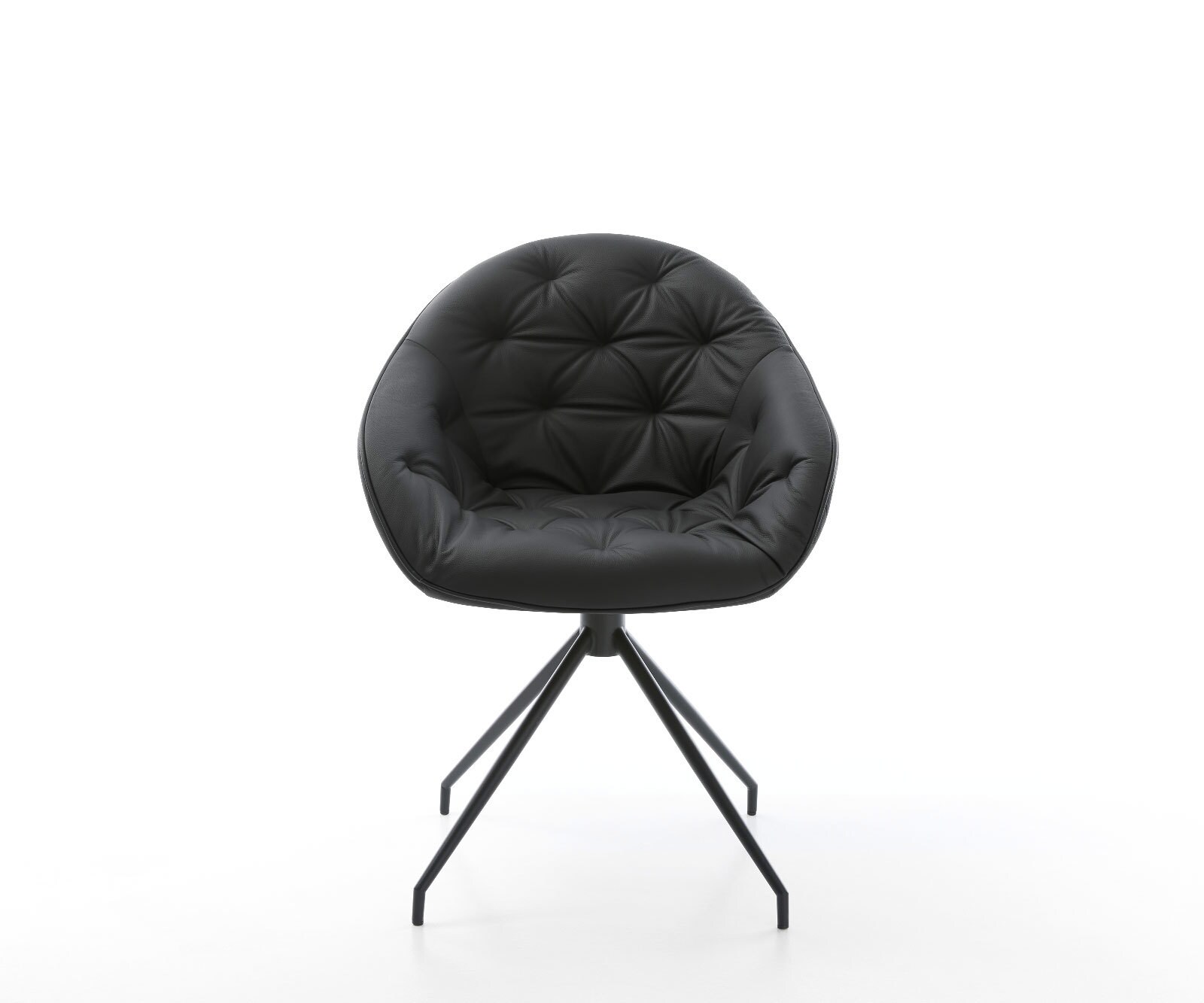 Chaise-de-salle-à-manger Gaio-Flex cuir de vache noir pied croisé conique noir 1 Chaise-de-salle-à-manger Gaio-Flex cuir de vache noir pied croisé conique noir 1