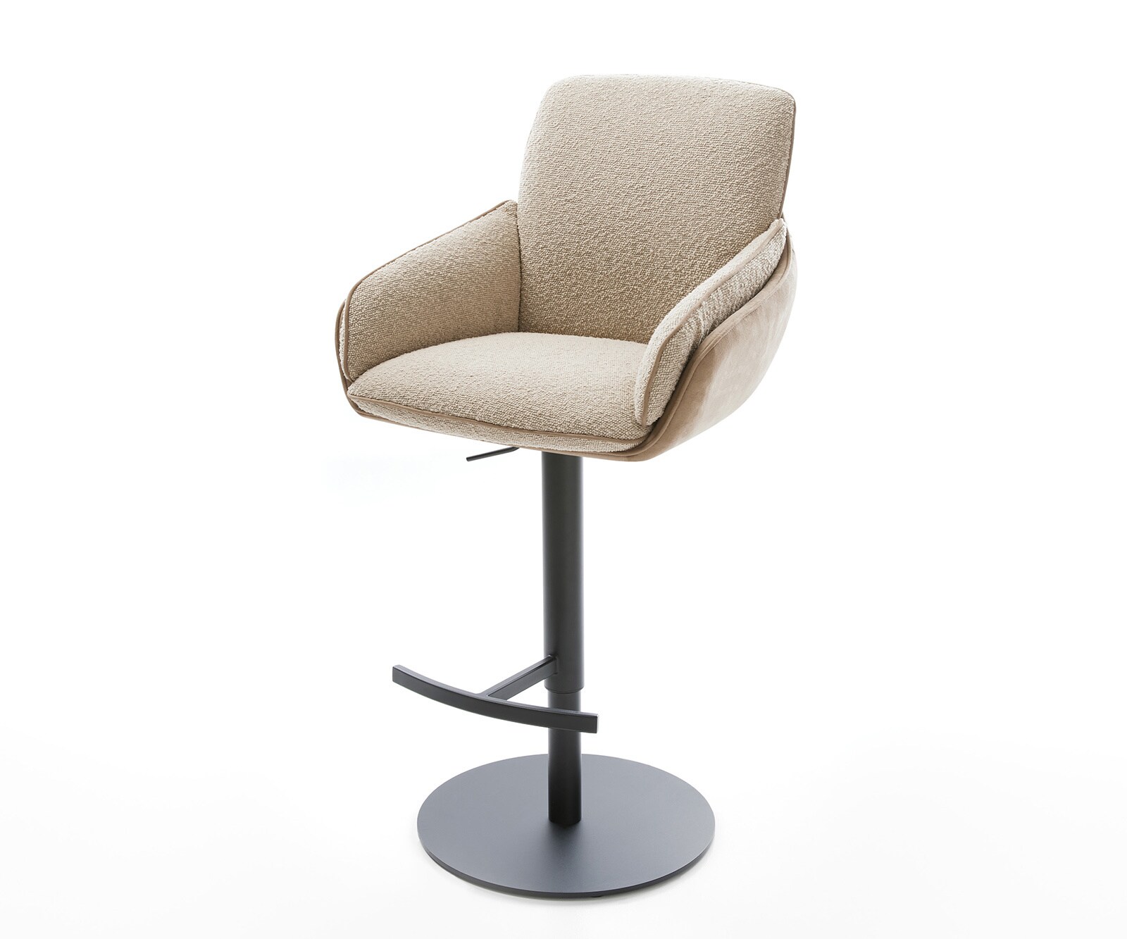 Chaise-de-bar Luan-Flex mélange de matériaux boue pied pivotant réglable en hauteur métal pivotant ressorts ensachés