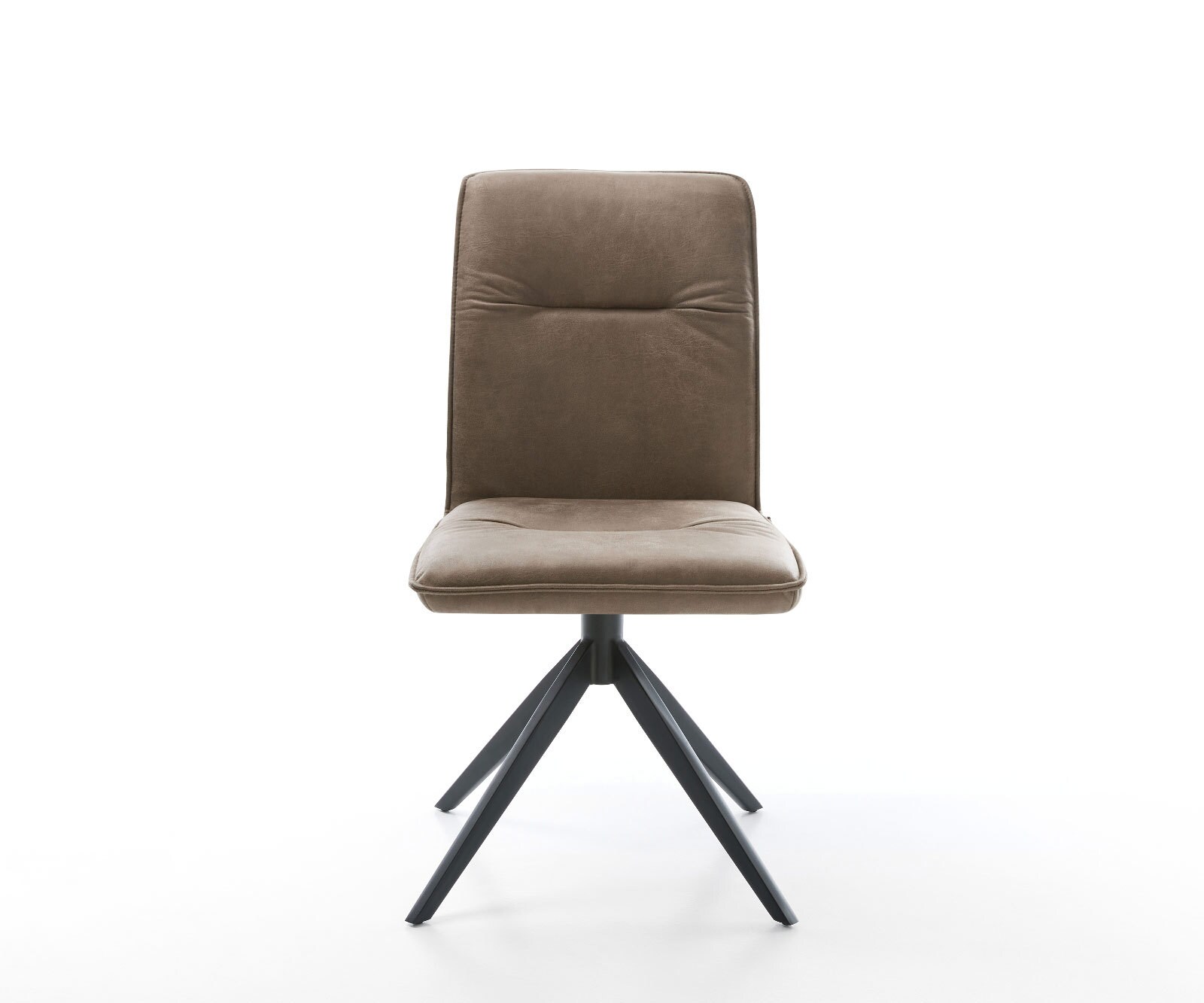 Chaise-pivotante Vinjo-Flex microvelours taupe vintage pied croisé large noir pivotement sur 360° fonction bascule 1