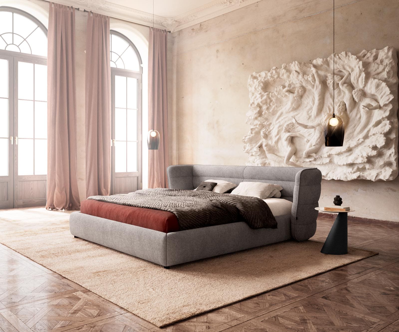 Sommier rembourré Simea 180x200 cm microfibre grise Sommier rembourré Simea 180x200 cm microfibre grise