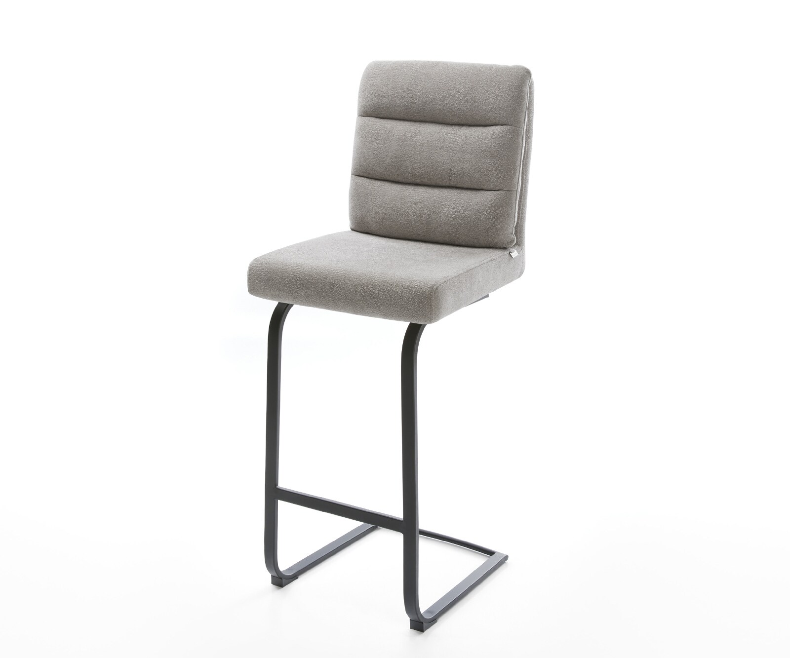 Chaise-de-bar Pela-Flex Tissu structuré doux Gris Pied cantilever plat noir Noir 1