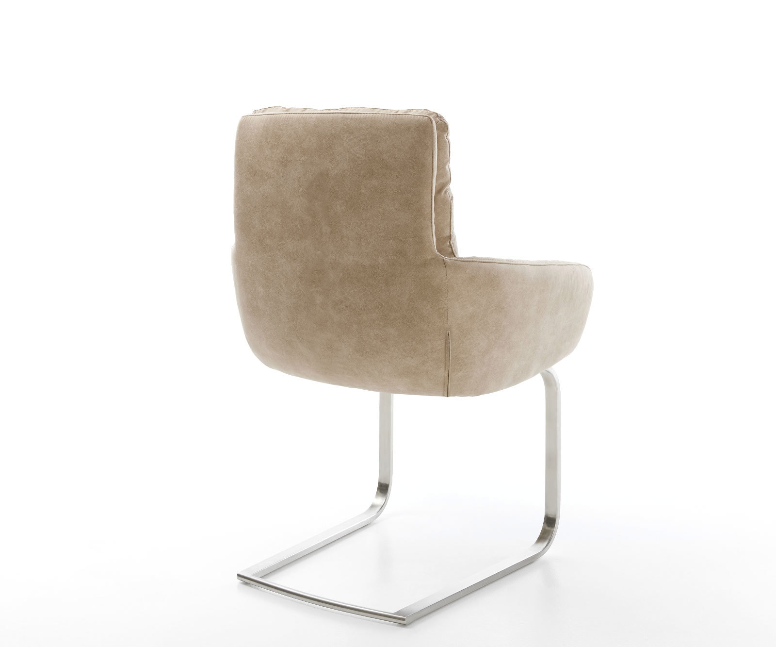 Cantilever Abelia-Flex avec accoudoirs microvelours beige vintage pied cantilever plat acier inoxydable brossé 5