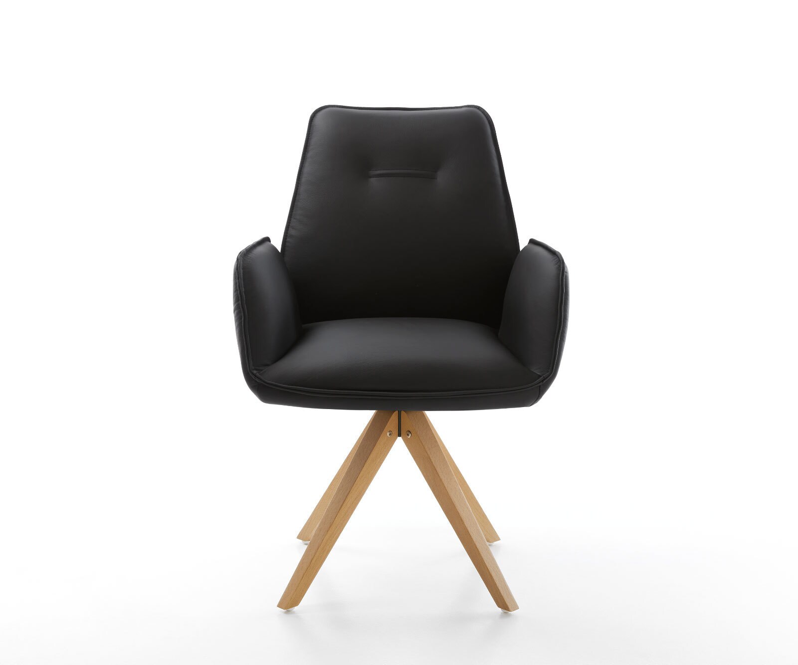 Chaise-de-salle-à-manger Zoa-Flex cuir de vache noir pied en bois angulaire naturel ressorts ensachés 1