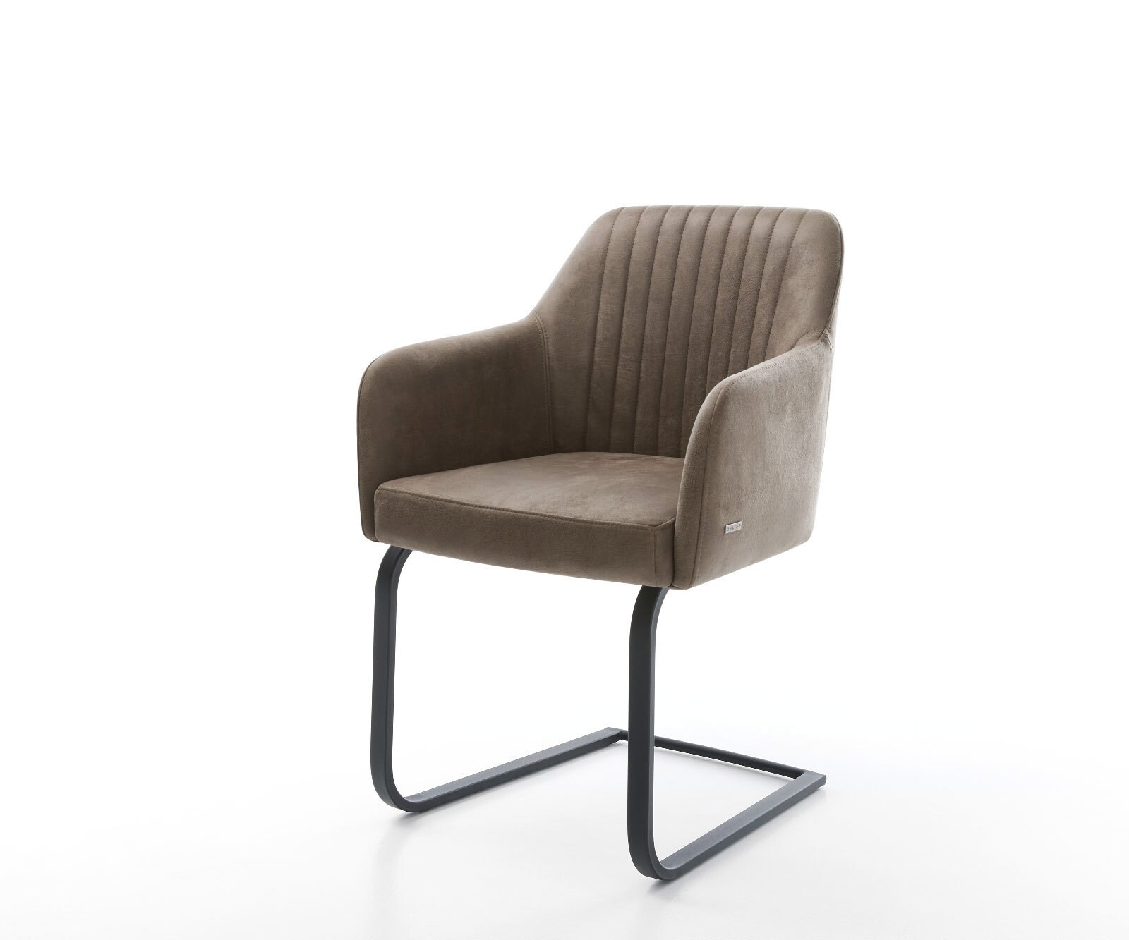 Cantilever Greg-Flex microvelours taupe vintage pied cantilever plat noir ressorts ensachés