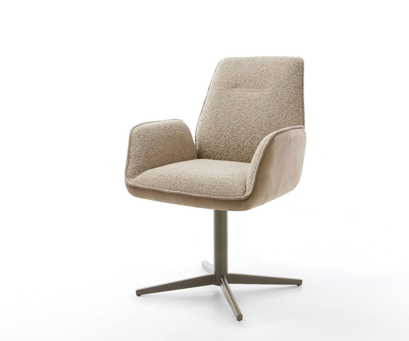Chaise-pivotante Zoa-Flex tissu mixte couleur boue pied de chaise 4 branches aspect titane pivotement sur 360° ressorts ensachés