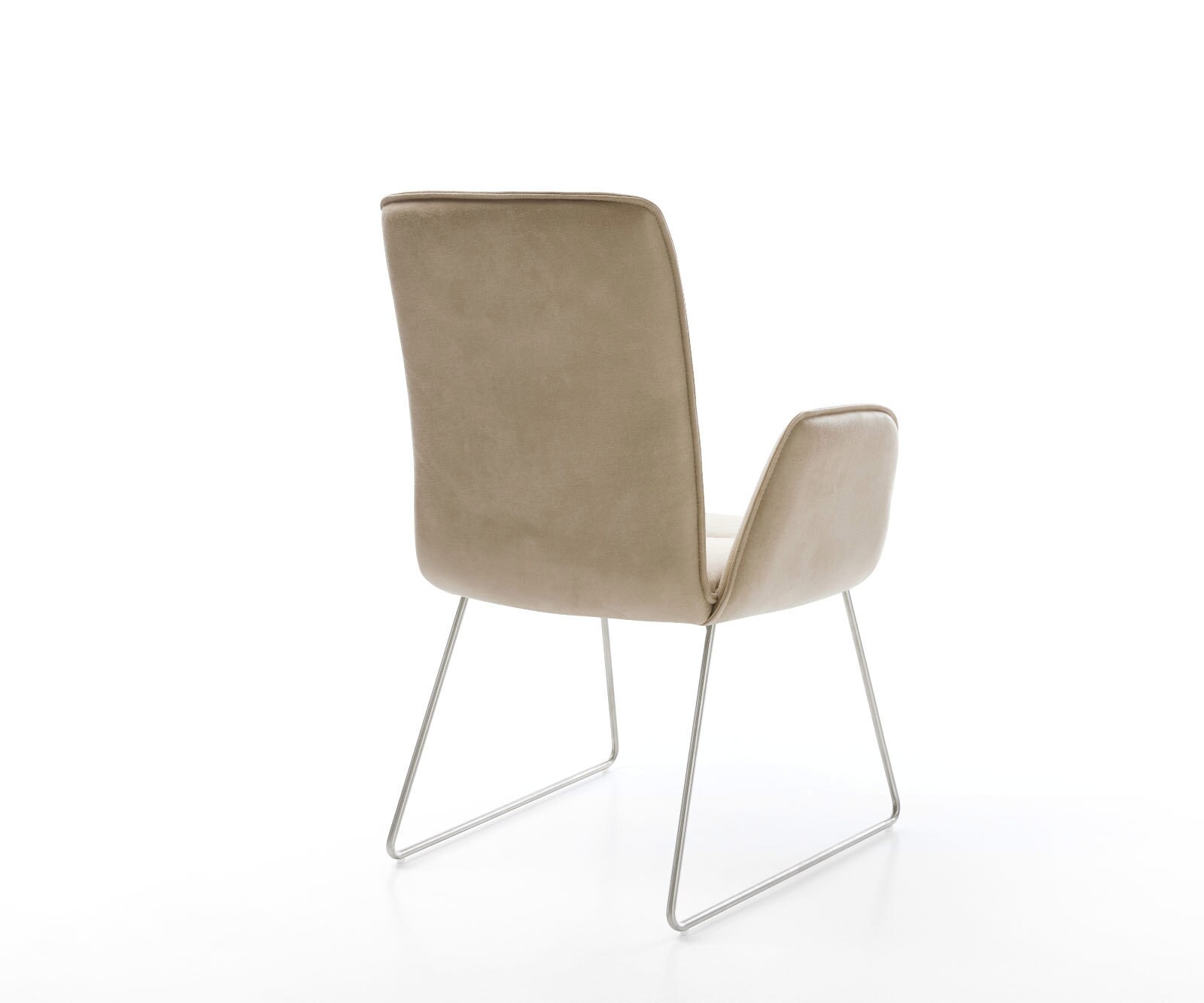 Chaise-de-salle-à-manger Vinja-Flex microvelours beige vintage pied trapèze acier inoxydable brossé 4 Chaise-de-salle-à-manger Vinja-Flex microvelours beige vintage pied trapèze acier inoxydable brossé 4