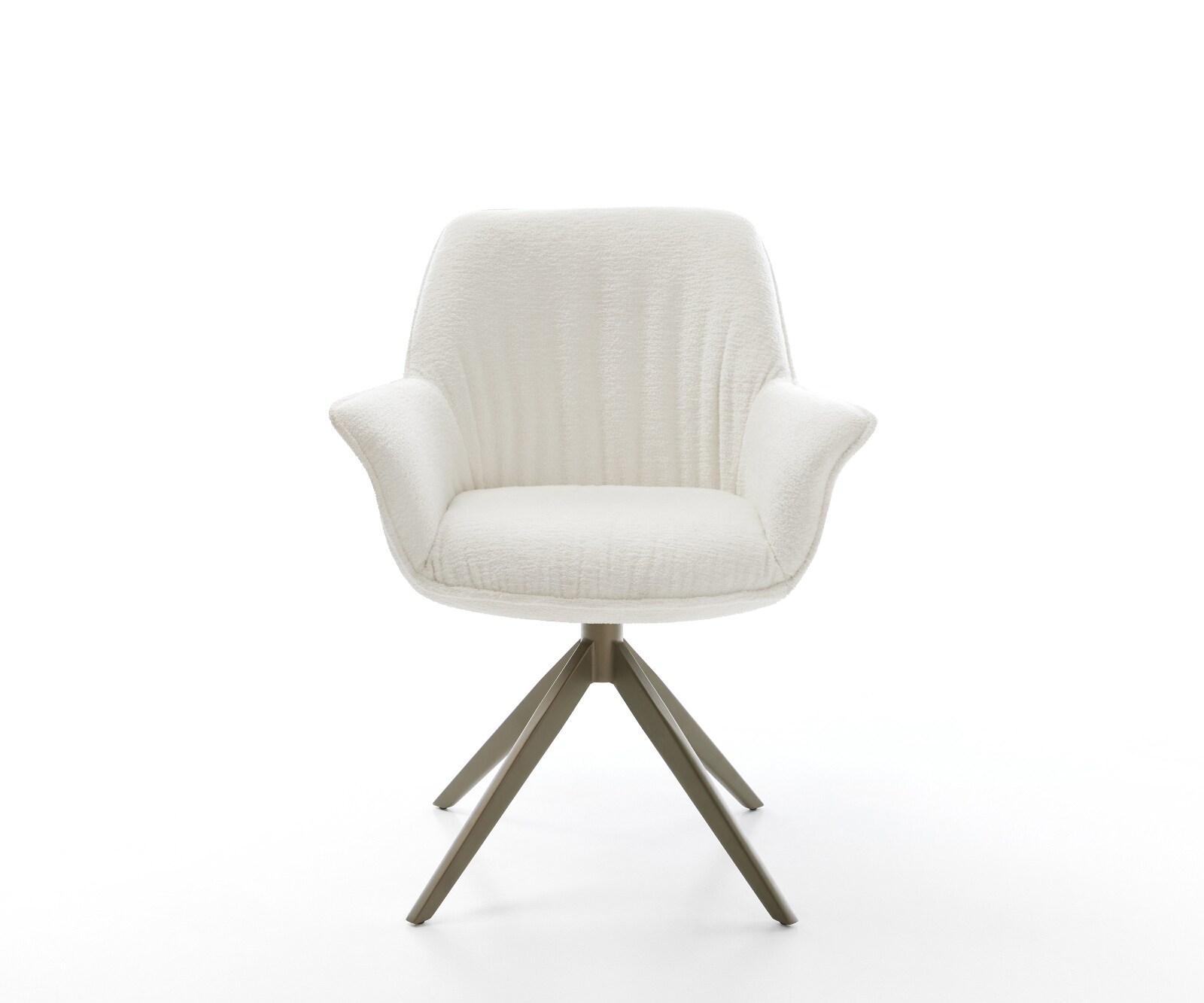 Chaise-pivotante Keila-Flex avec accoudoirs bouclé doux beige pied croisé large aspect titane pivotement sur 360° fonction bascule 2