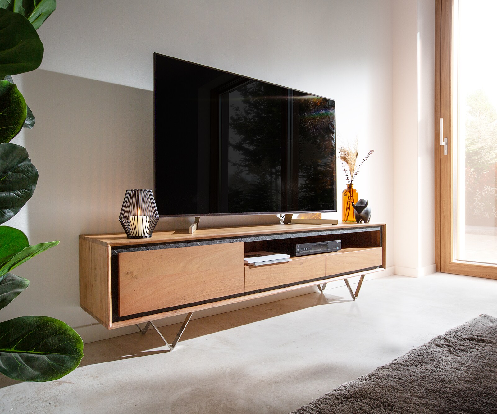 Meuble-TV Stonegrace placage de pierre 1