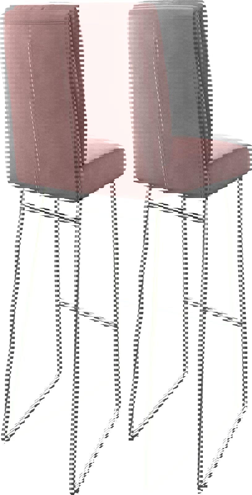 Chaise-de-bar Pela-Flex velours rosé cadre de patins acier inoxydable 4