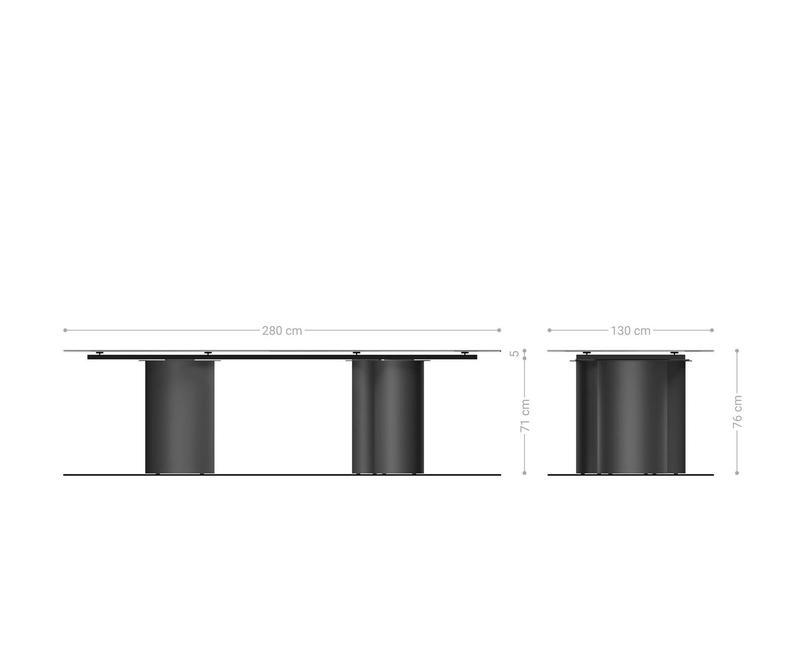 Table à manger Edge Ovale 280x130 Céramique Minas Melange Blanc-Beige Troa Acier inoxydable Graphite 9