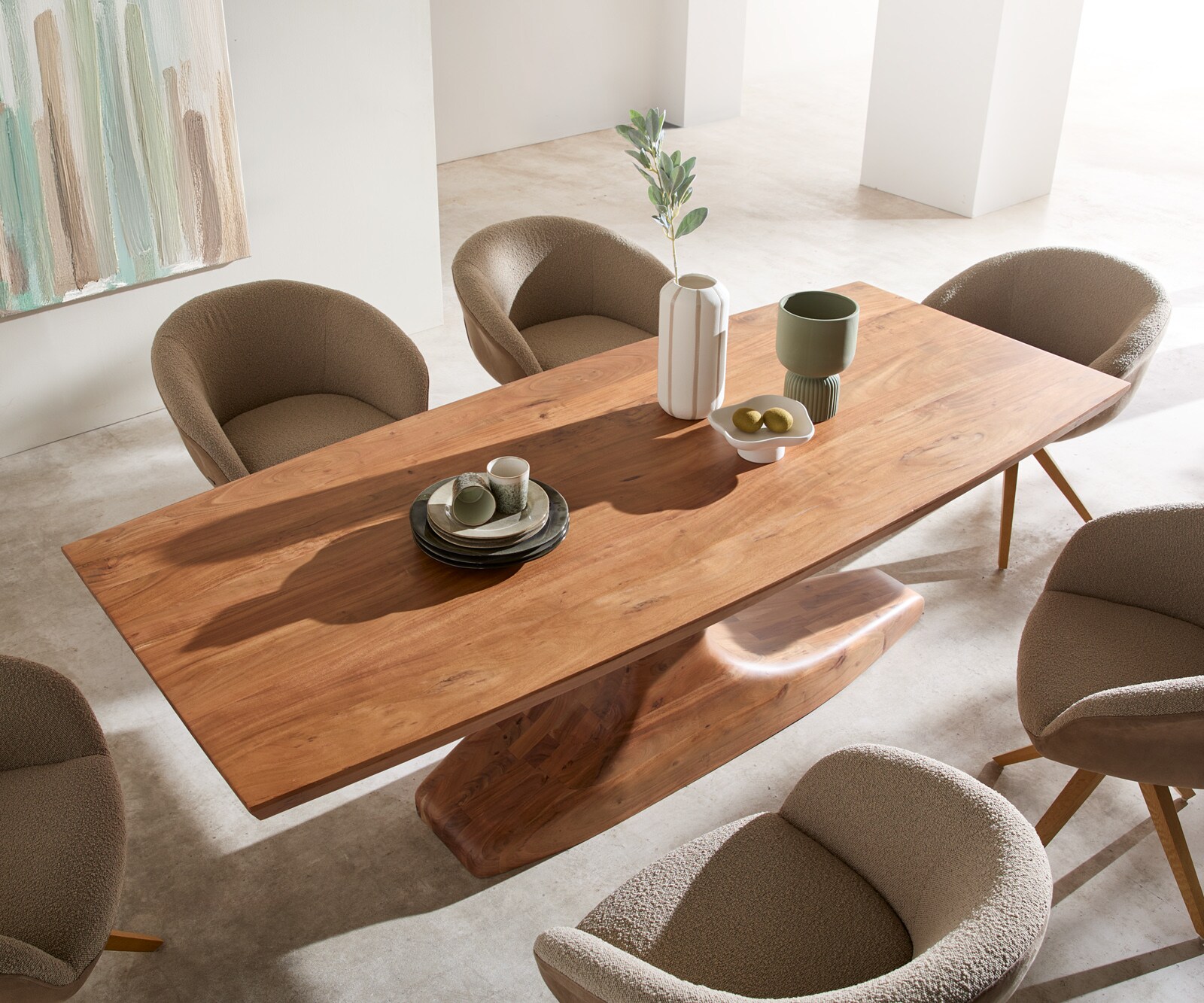 Table-à-manger Yalta 220x95 cm en acacia naturel massif 3
