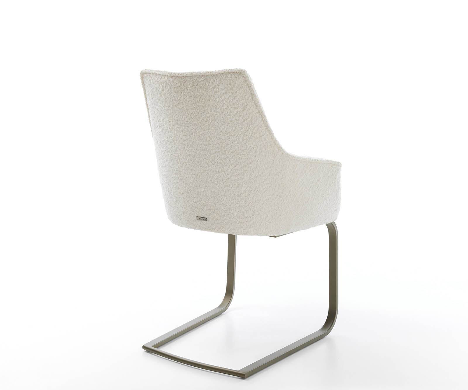 Cantilever Alja-Flex avec accoudoirs bouclé blanc pied cantilever plat aspect titane ressorts ensachés 5