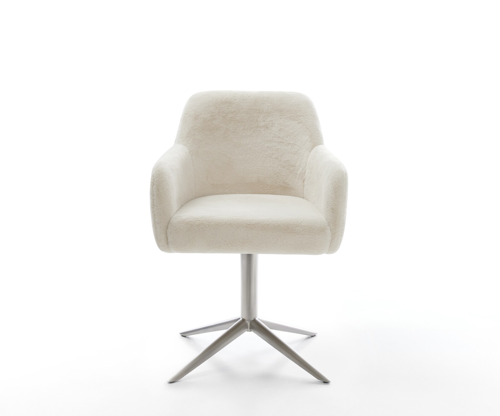 Chaise-pivotante Greg-Flex peluche crème-blanc pied de chaise 4 branches acier inoxydable pivotement sur 360° fonction bascule resorts ensachés 2