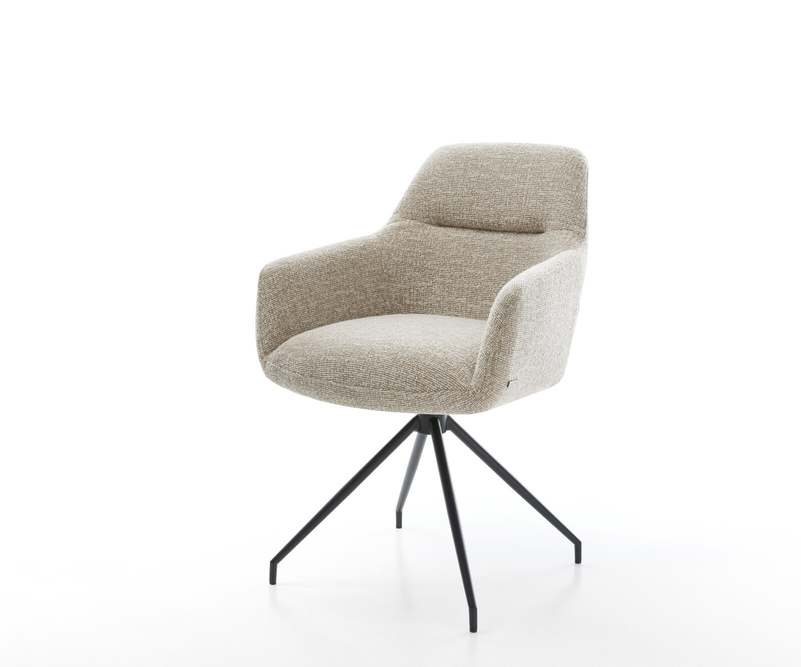 Chaise-de-salle-à-manger Pejo-Flex tissu tissé doux beige pied croisé conique noir resorts ensachés 1
