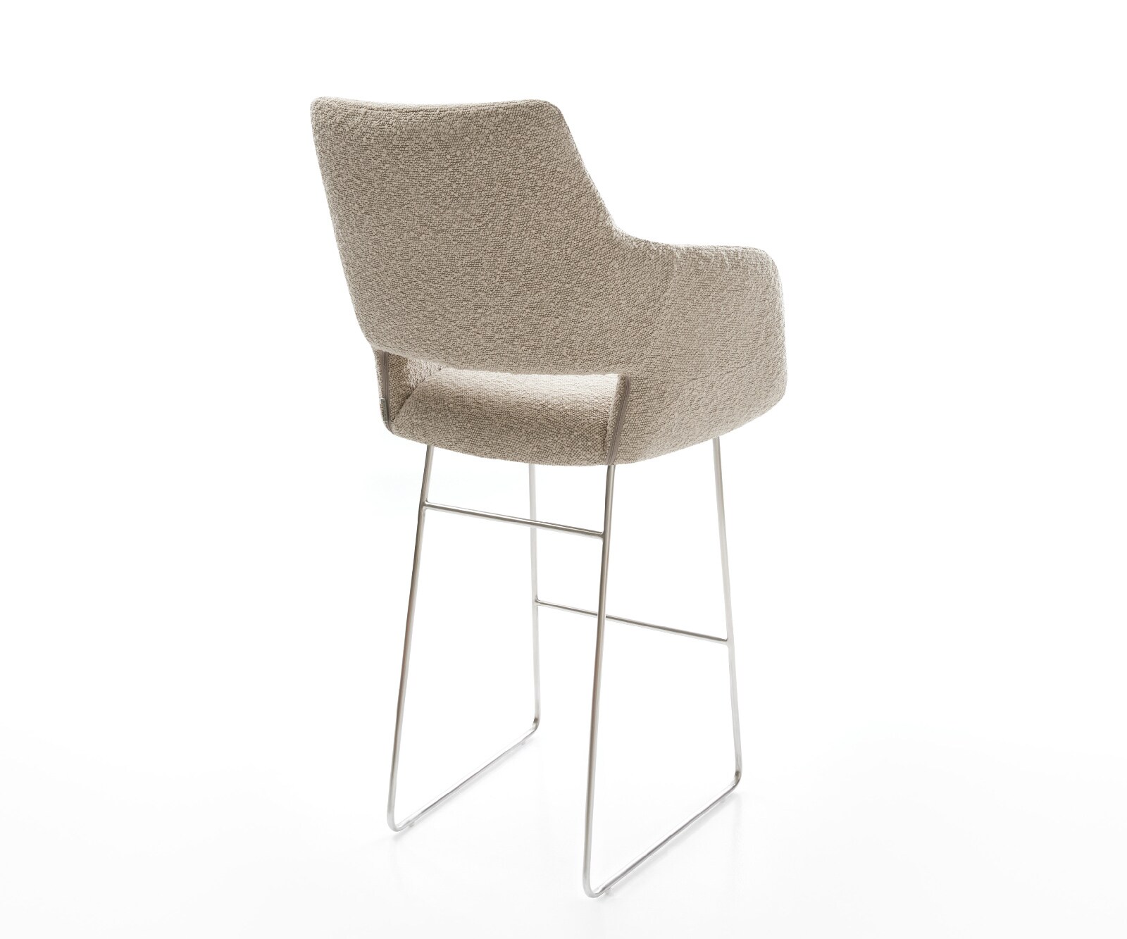Chaise-de-bar Yago-Flex Bouclé Boue Pied trapèze acier inoxydable Argent Ressort ensaché 5