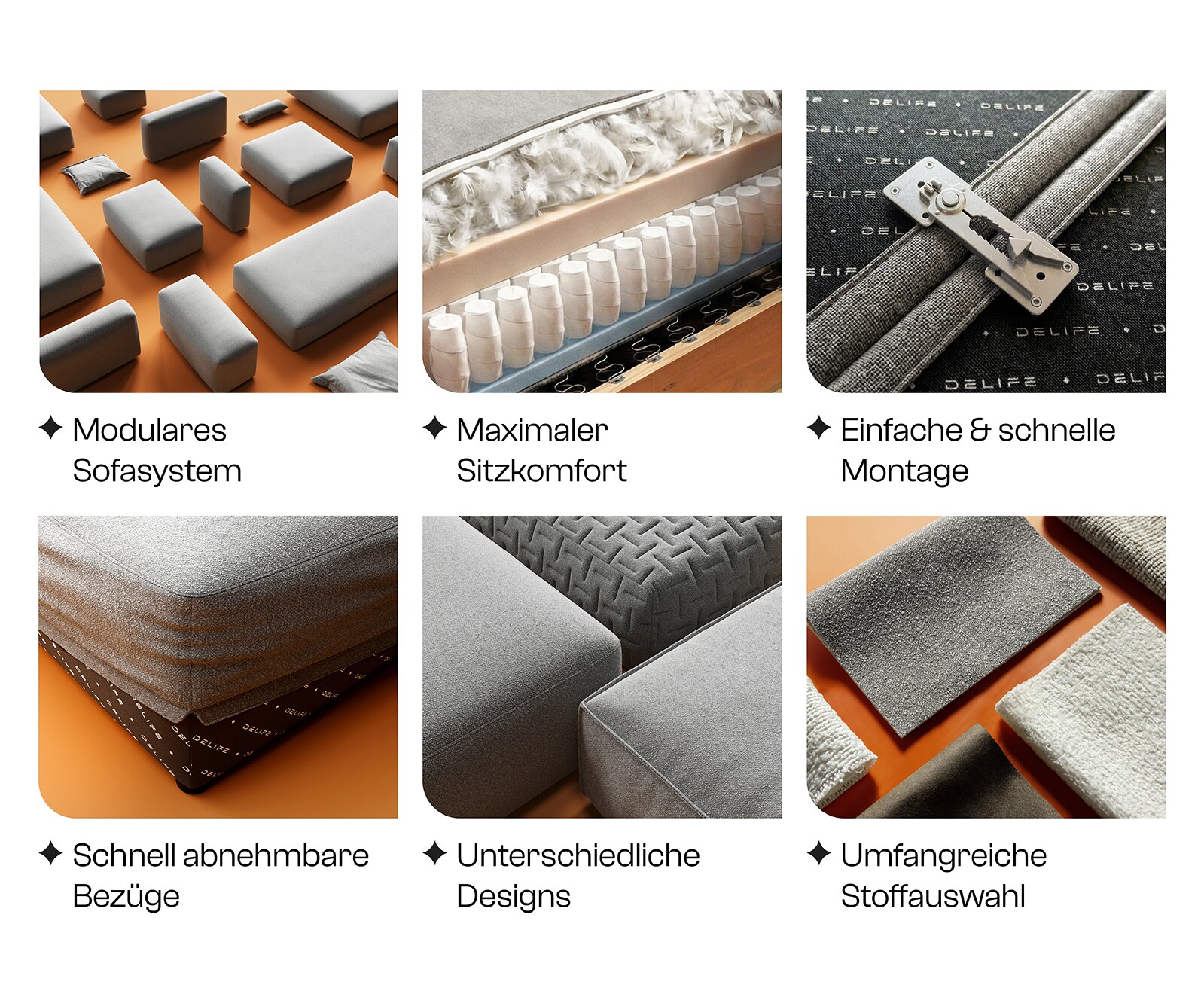 Bigsofa Freestyle 280x110 cm Tissu tissé doux Beige couture passepoilée 8