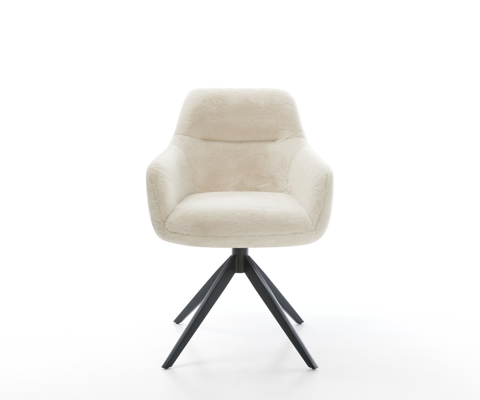 Chaise-pivotante Pejo-Flex peluche crème-blanc pied croisé large noir pivotement sur 360° fonction bascule resorts ensachés 2