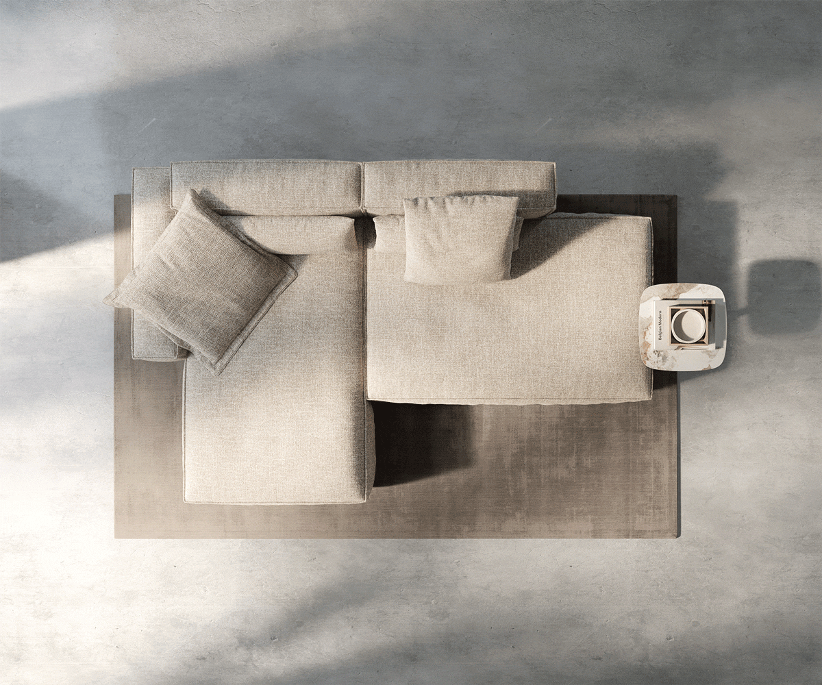Canapé d'angle Freestyle Cozy 310x200 cm Tissu tissé beige doux 5