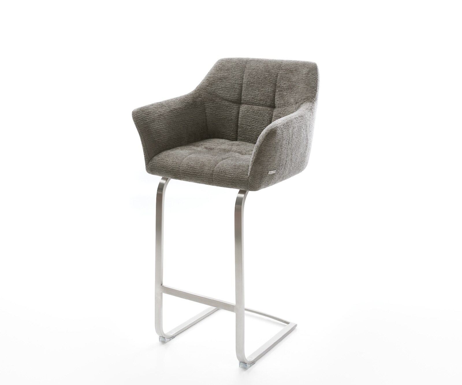 Chaise-de-bar Yulo-Flex Bouclé doux Boue Pied cantilever acier inoxydable Argent 1