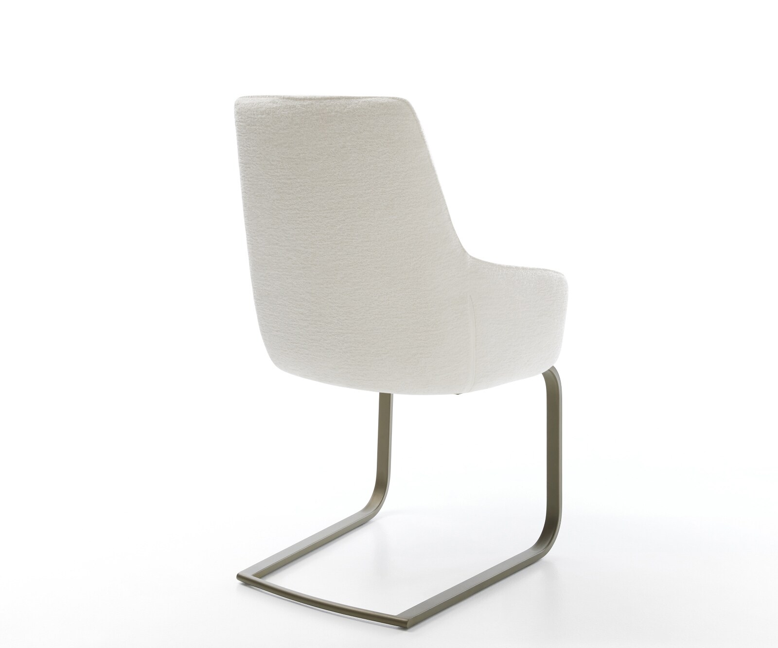 Cantilever Zelia-Flex avec accoudoirs bouclé doux beige pied cantilever plat aspect titane ressorts ensachés 4