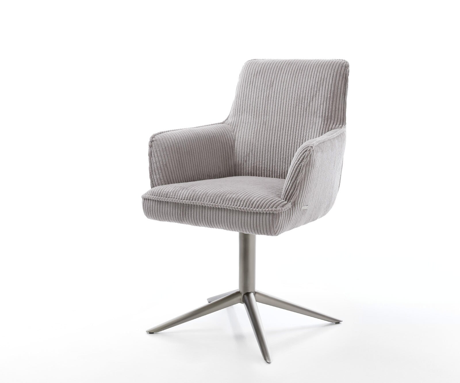 Chaise-pivotante Heira-Flex mit Armlehnen côtelé gris argenté pied de chaise 4 branches grafiete pivotement sur 360° fonction bascule ressorts ensachés 1