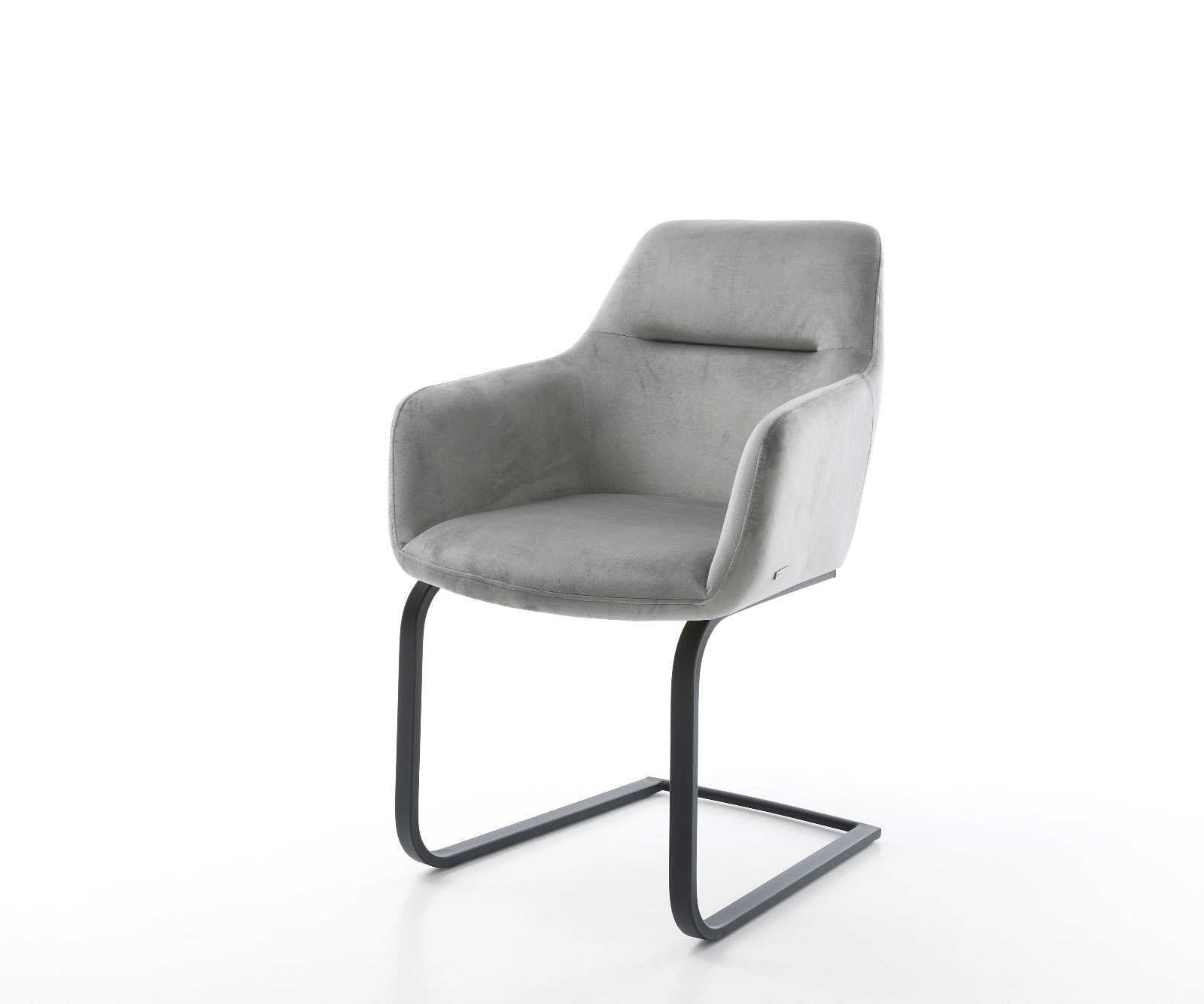 Cantilever Pejo-Flex velours gris pied cantilever plat noir ressorts ensachés 1