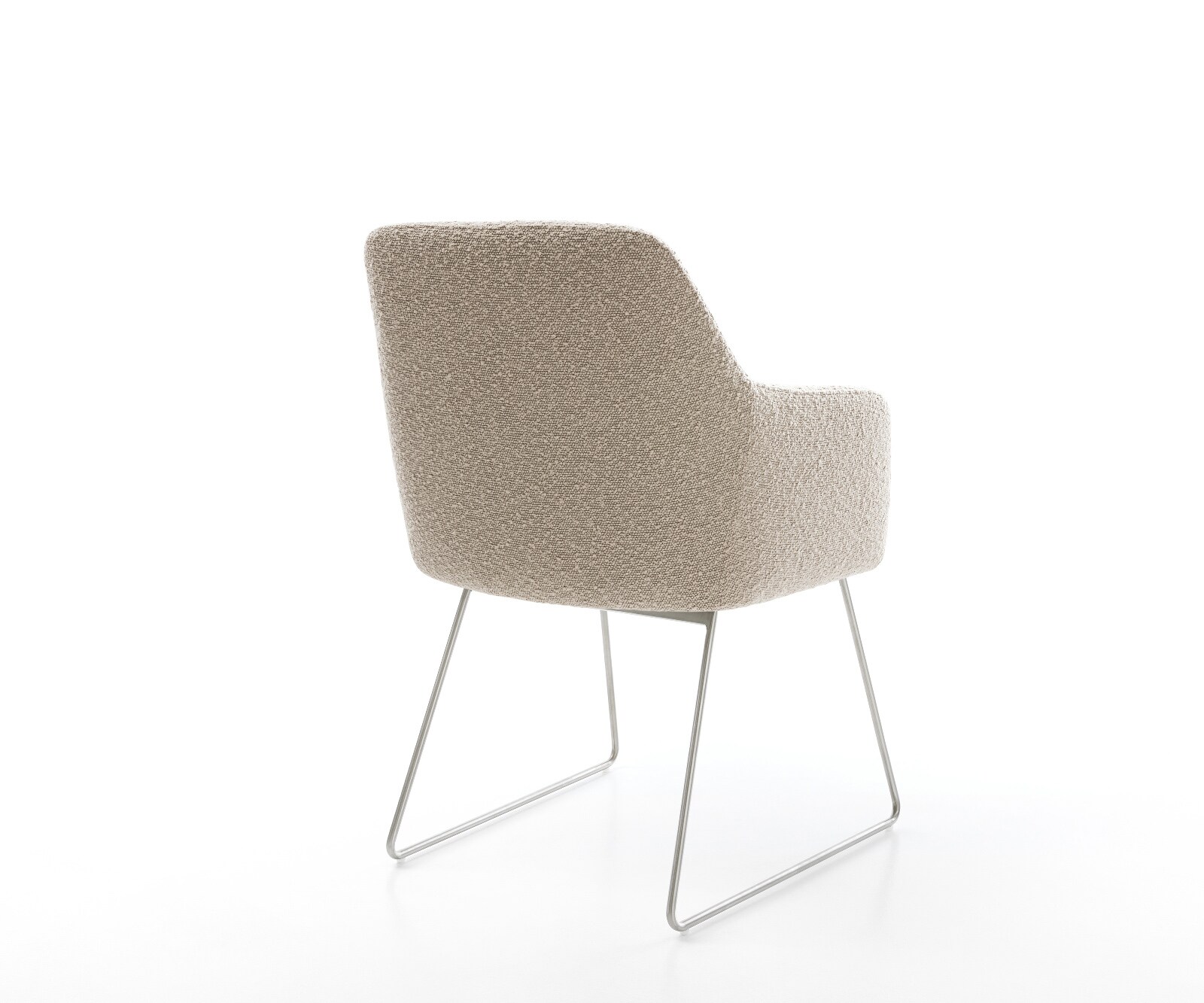 Chaise-de-salle-à-manger Greg-Flex bouclé boue pied trapèze acier inoxydable ressorts ensachés 4