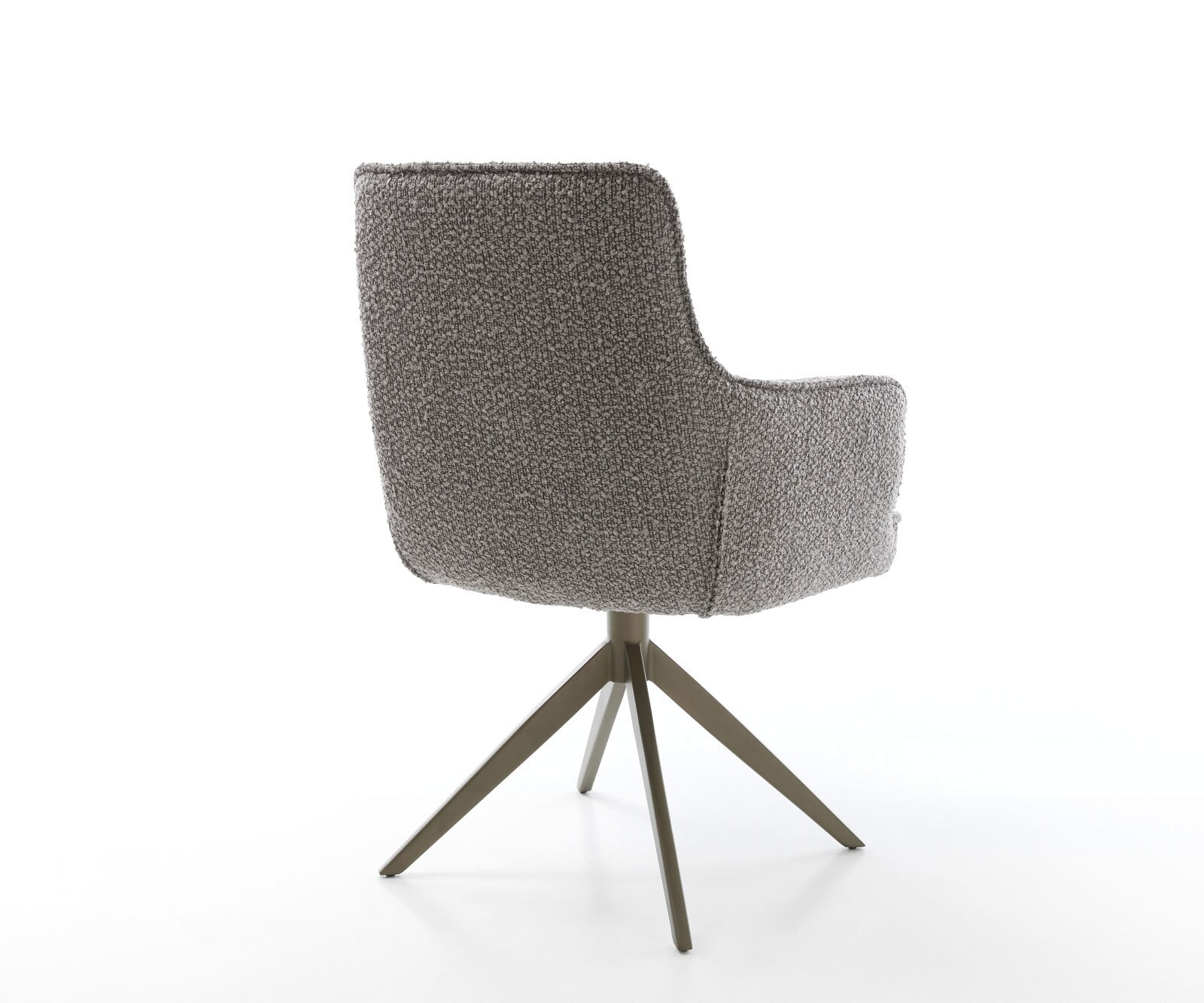 Chaise-pivotante Heira-Flex bouclé gris argenté pied croisé large aspect titane pivotement sur 360° fonction bascule ressorts ensachés 4