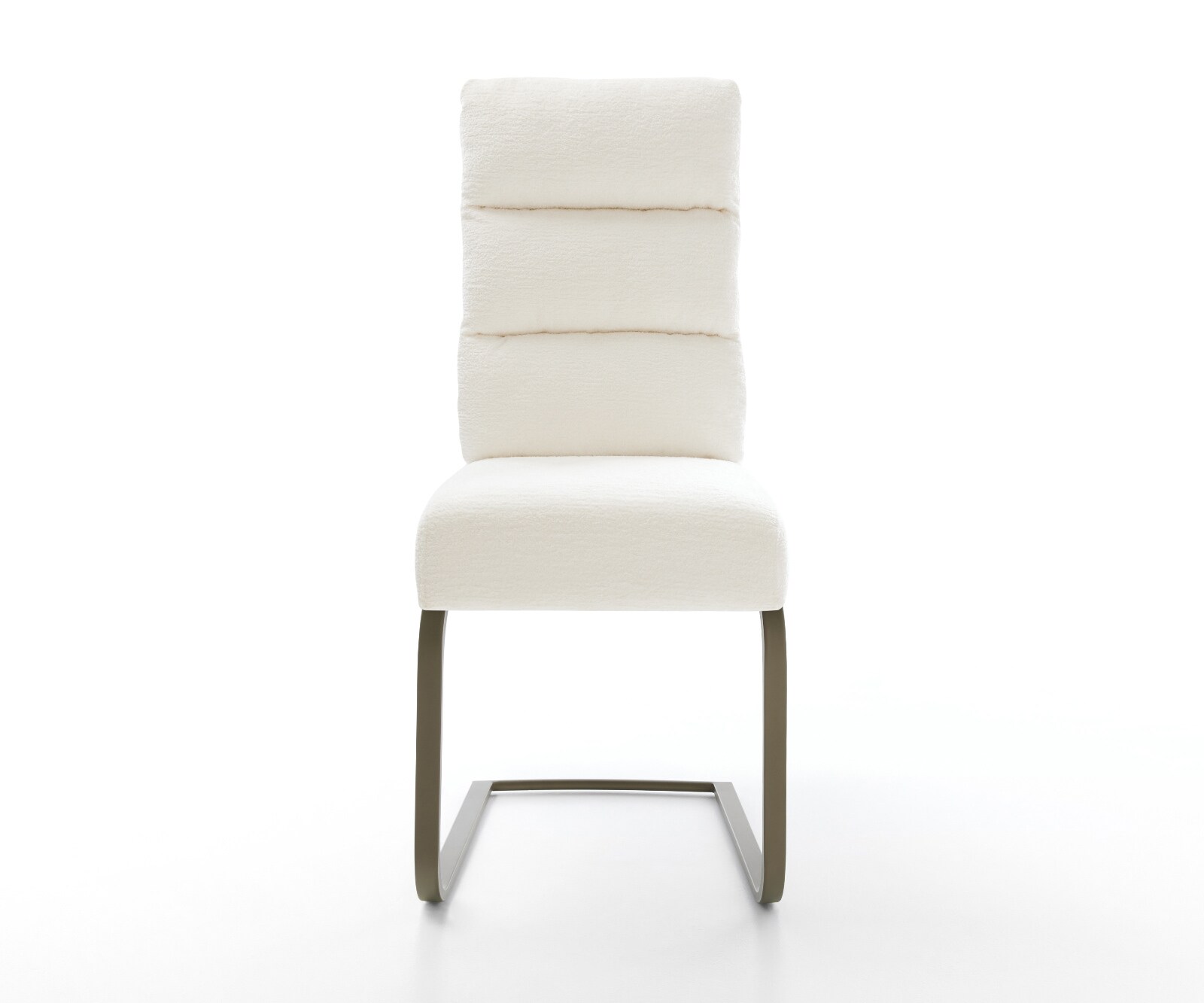 Cantilever Pela-Flex bouclé doux beige pied cantilever plat aspect titane resorts ensachés 1