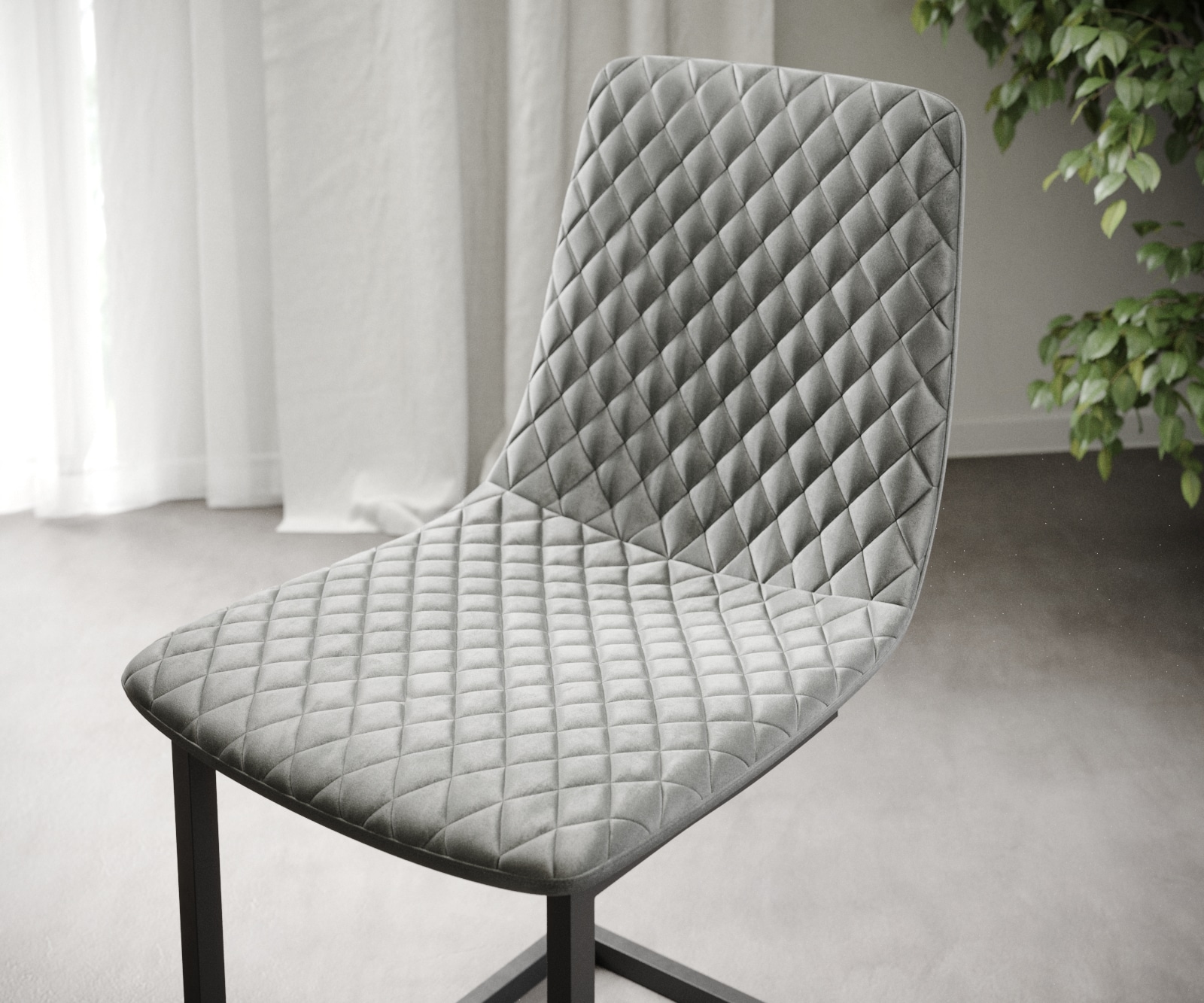 L'ensemble-de-4-chaises Novi-Adesso gris clair velours cantilever 3 L'ensemble-de-4-chaises Novi-Adesso gris clair velours cantilever 3