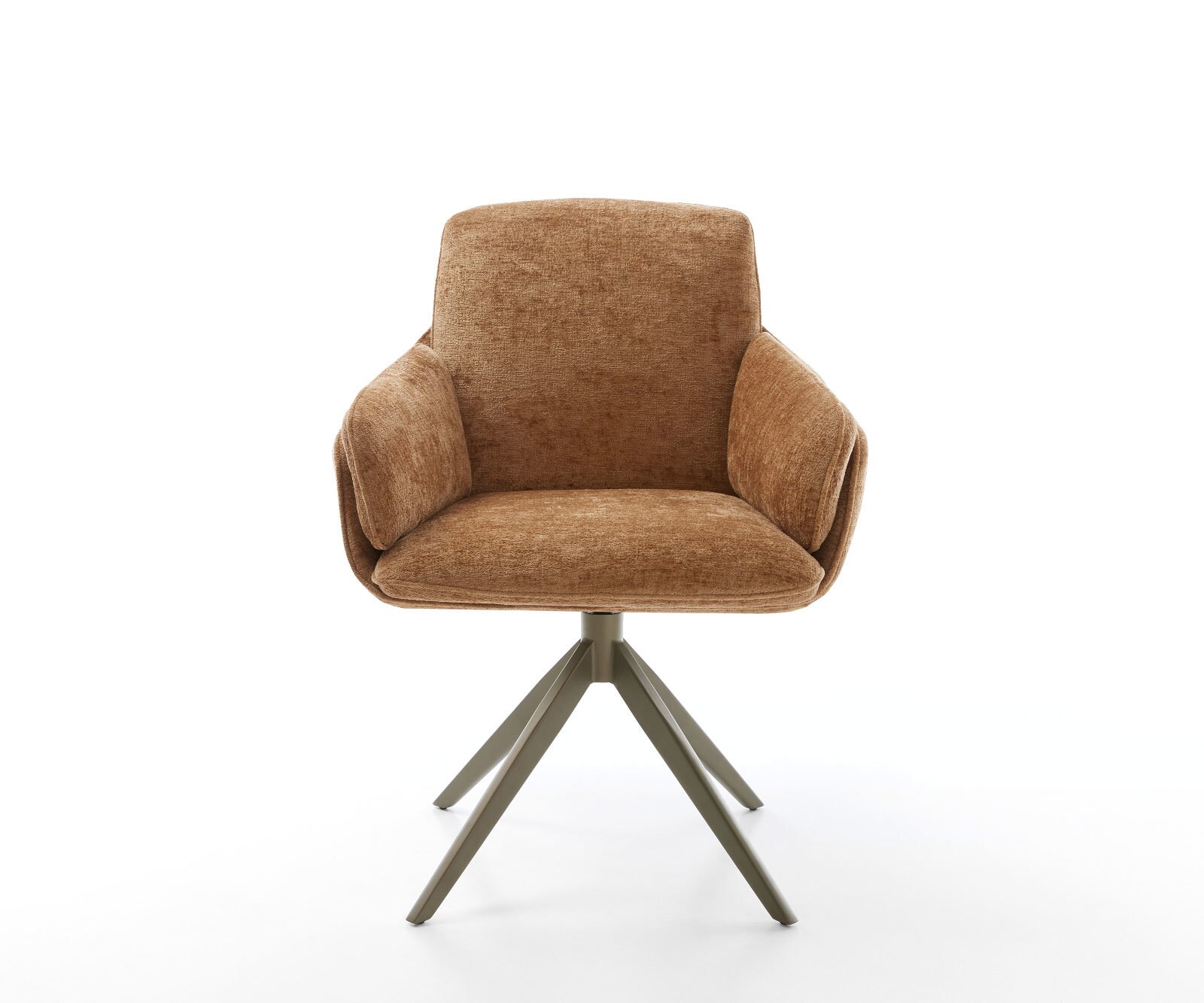 Chaise-pivotante Luan-Flex avec accoudoirs chenille rouille pied croisé large aspect titane pivotement sur 360° fonction bascule 1 Chaise-pivotante Luan-Flex avec accoudoirs chenille rouille pied croisé large aspect titane pivotement sur 360° fonction bascule 1