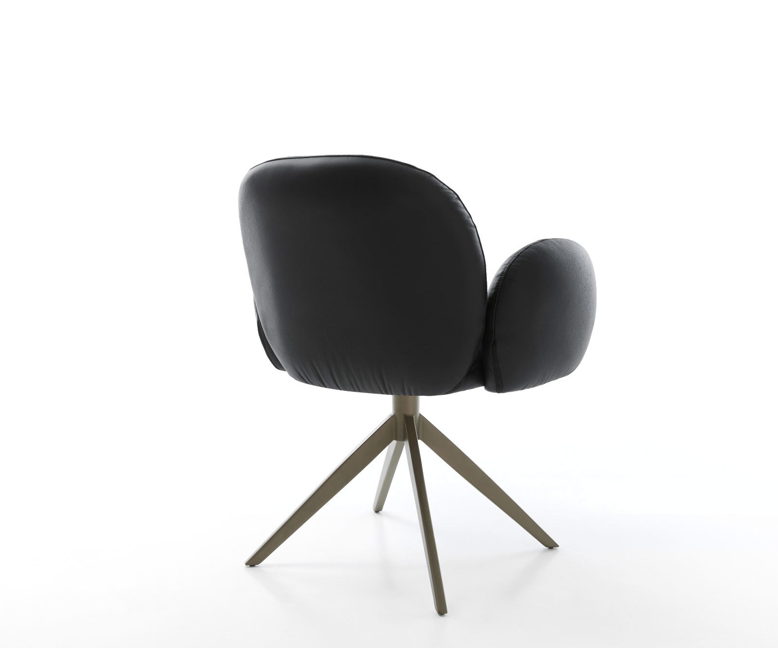 Chaise-pivotante Nube-Flex cuir de vache noir pied croisé large aspect titane pivotement sur 360° fonction bascule ressorts ensachés 4