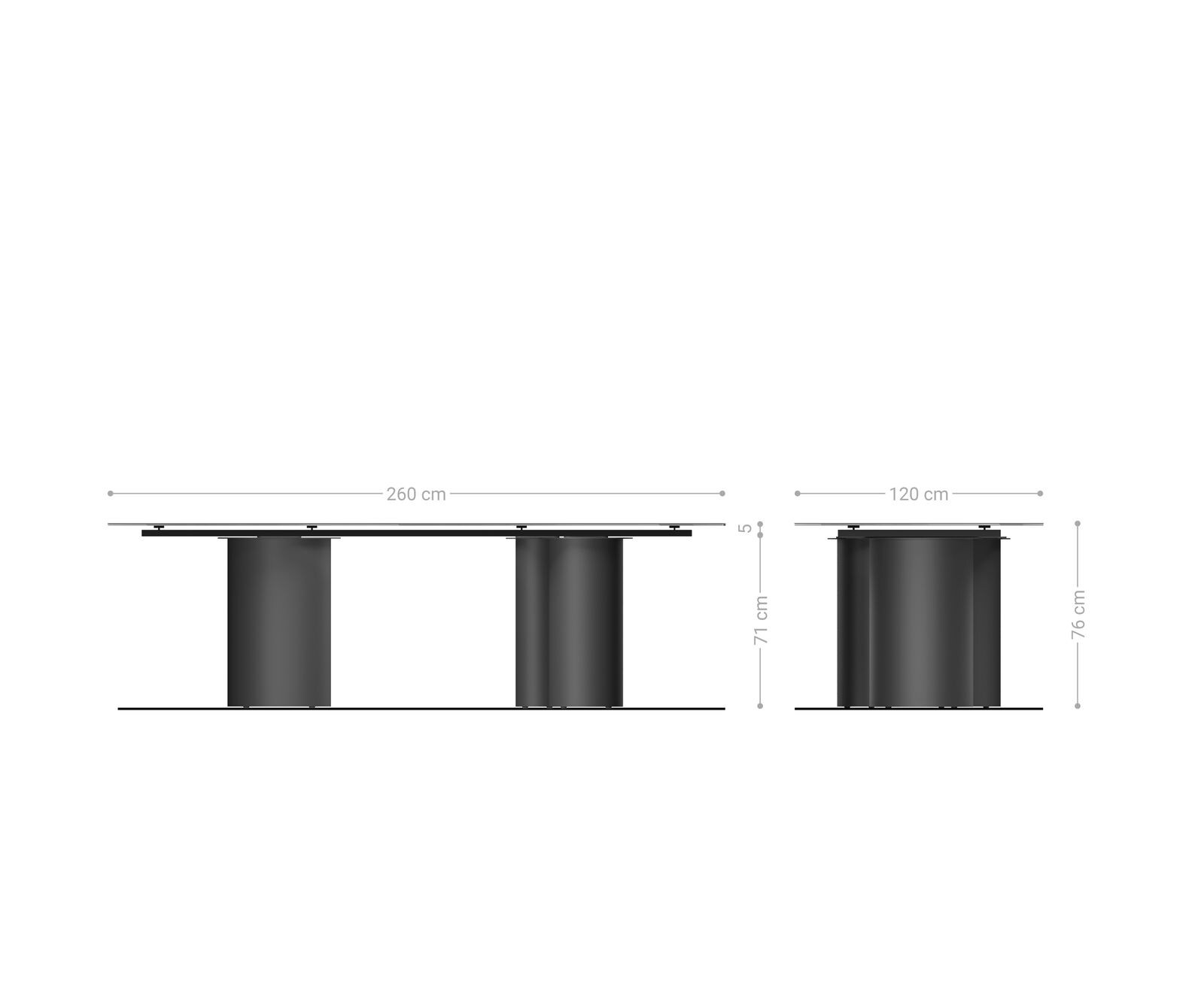 Table à manger Edge Boot 260x120 cm Céramique Minas Melange Blanc-Beige Troa Métal Noir 7