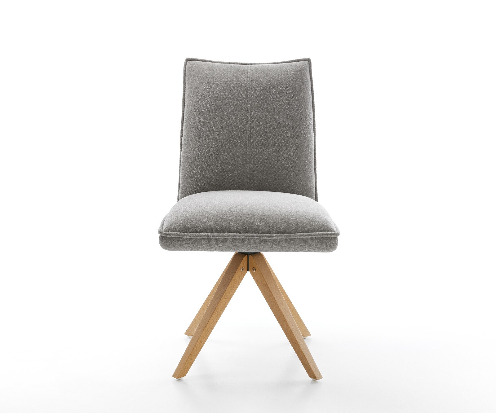 Chaise-pivotante Lelio-Flex tissu structuré doux gris pied en bois angulaire naturel pivotement sur 180° resorts ensachés 2