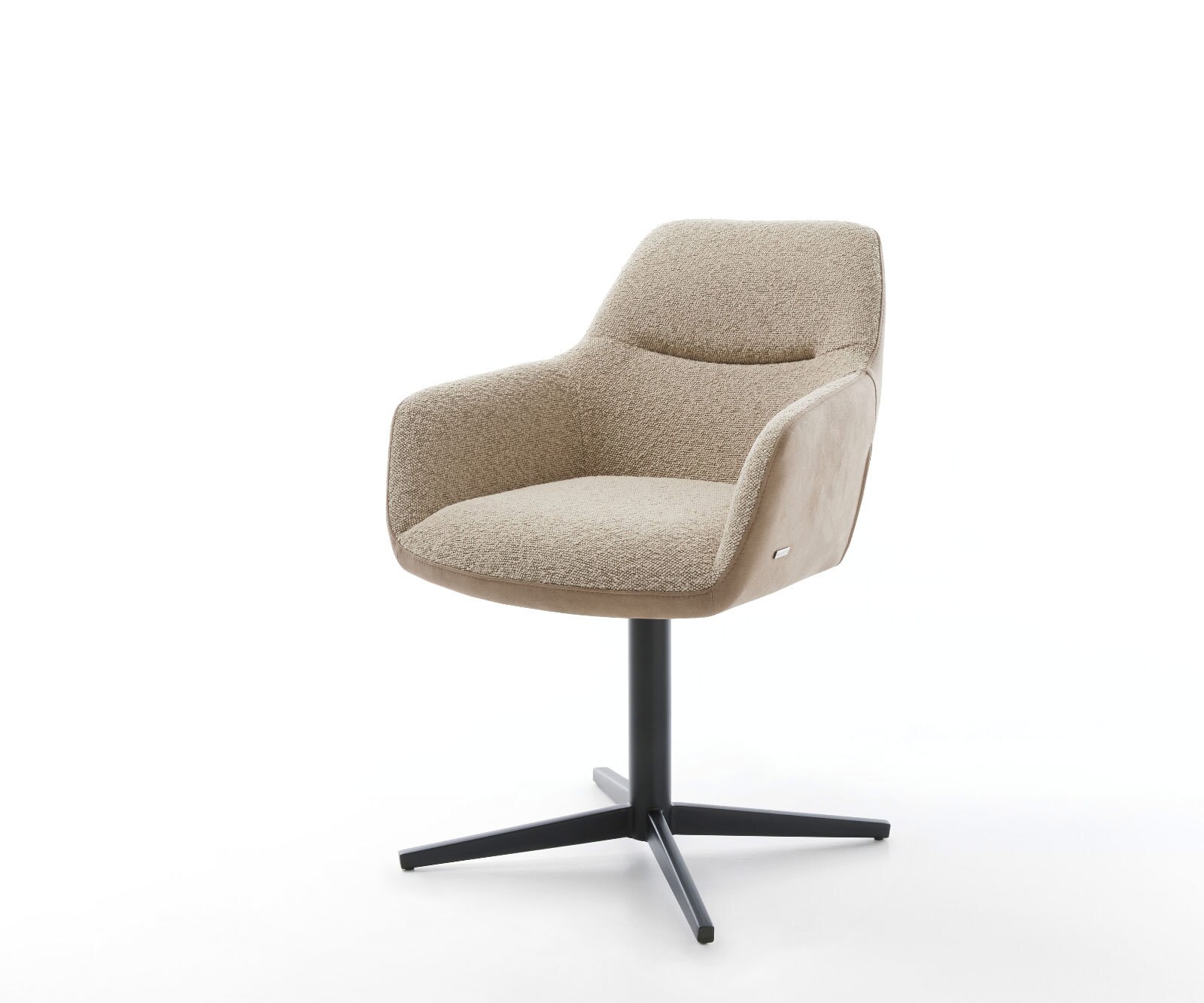 Chaise-pivotante Pejo-Flex tissu mixte couleur boue pied de chaise 4 branches noir pivotement sur 360° ressorts ensachés