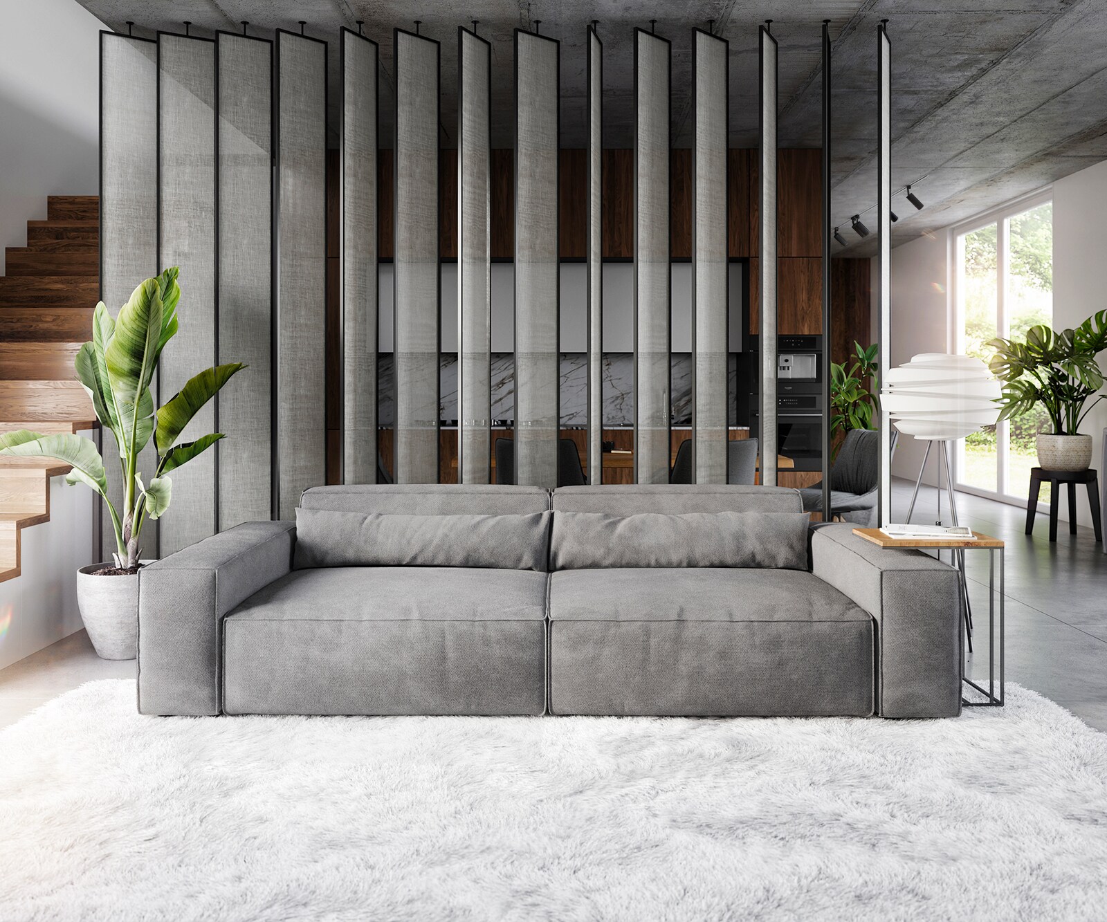 Grand Canapé Sirpio XL 270x130 cm Microfibre Taupe 1