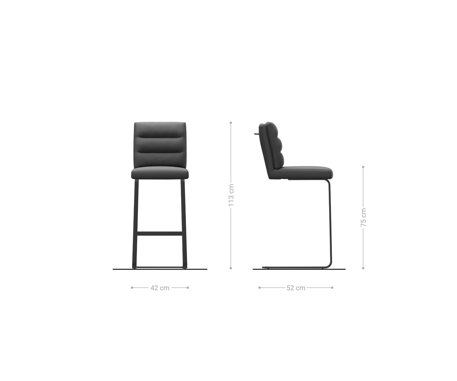 Chaise-de-bar Pela-Flex cuir véritable noir chaise cantilever acier plat inoxydable 6