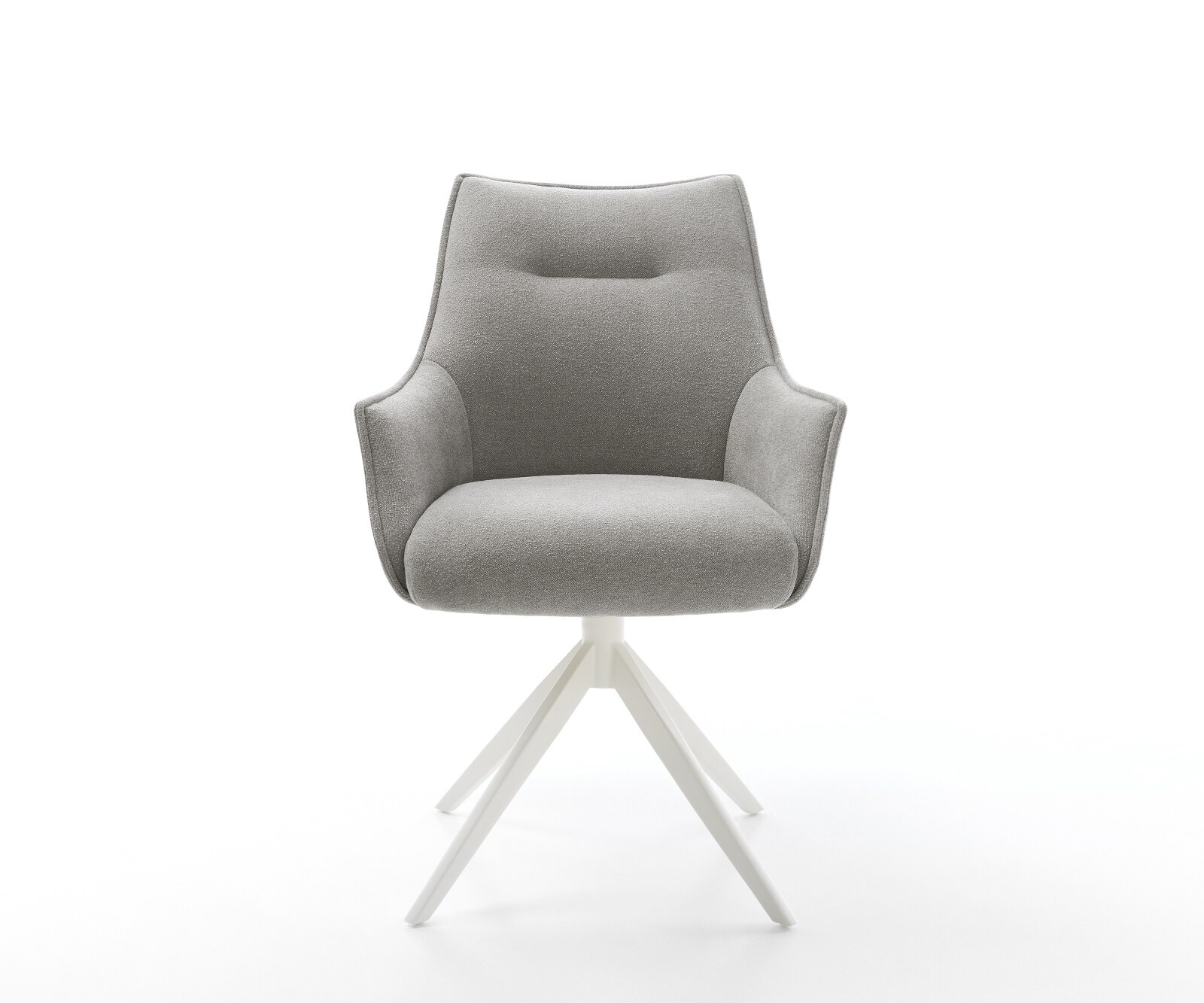 Chaise-pivotante Alja-Flex avec accoudoirs tissu structuré doux gris pied croisé large blanc pivotement sur 360° fonction bascule resorts ensachés 2