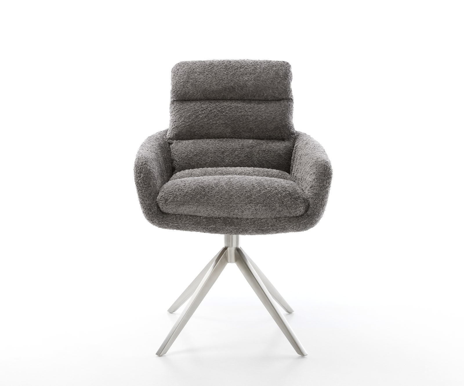 Chaise-pivotante Abelia-Flex bouclé gris pied croisé large acier inoxydable brossé pivotement sur 360° fonction bascule 1 Chaise-pivotante Abelia-Flex bouclé gris pied croisé large acier inoxydable brossé pivotement sur 360° fonction bascule 1