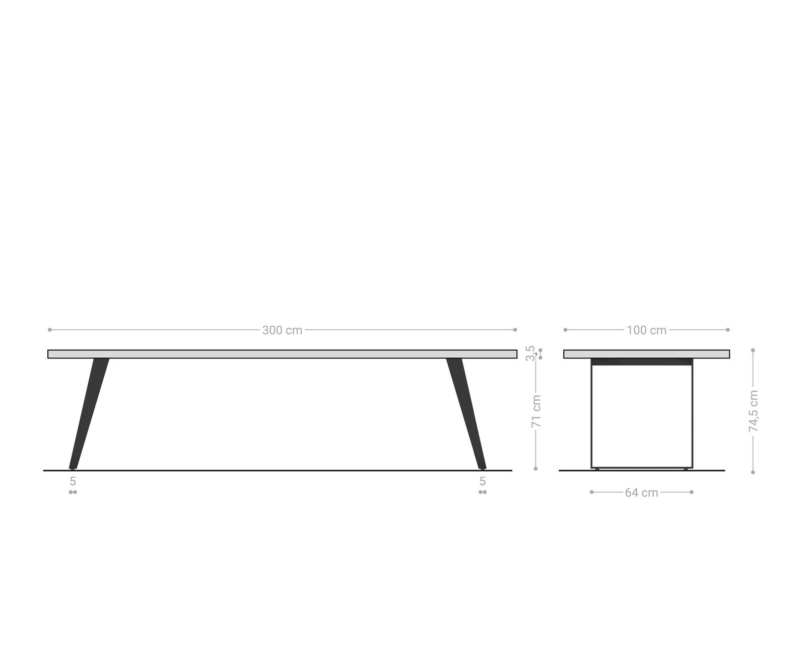 Table-à-manger Edge 300x100 acacia nature métal incliné Live-Edge 6