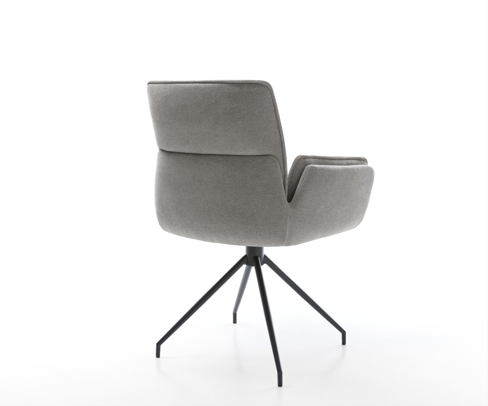 Chaise-de-salle-à-manger Nela-Flex tissu structuré doux gris pied croisé conique noir 4