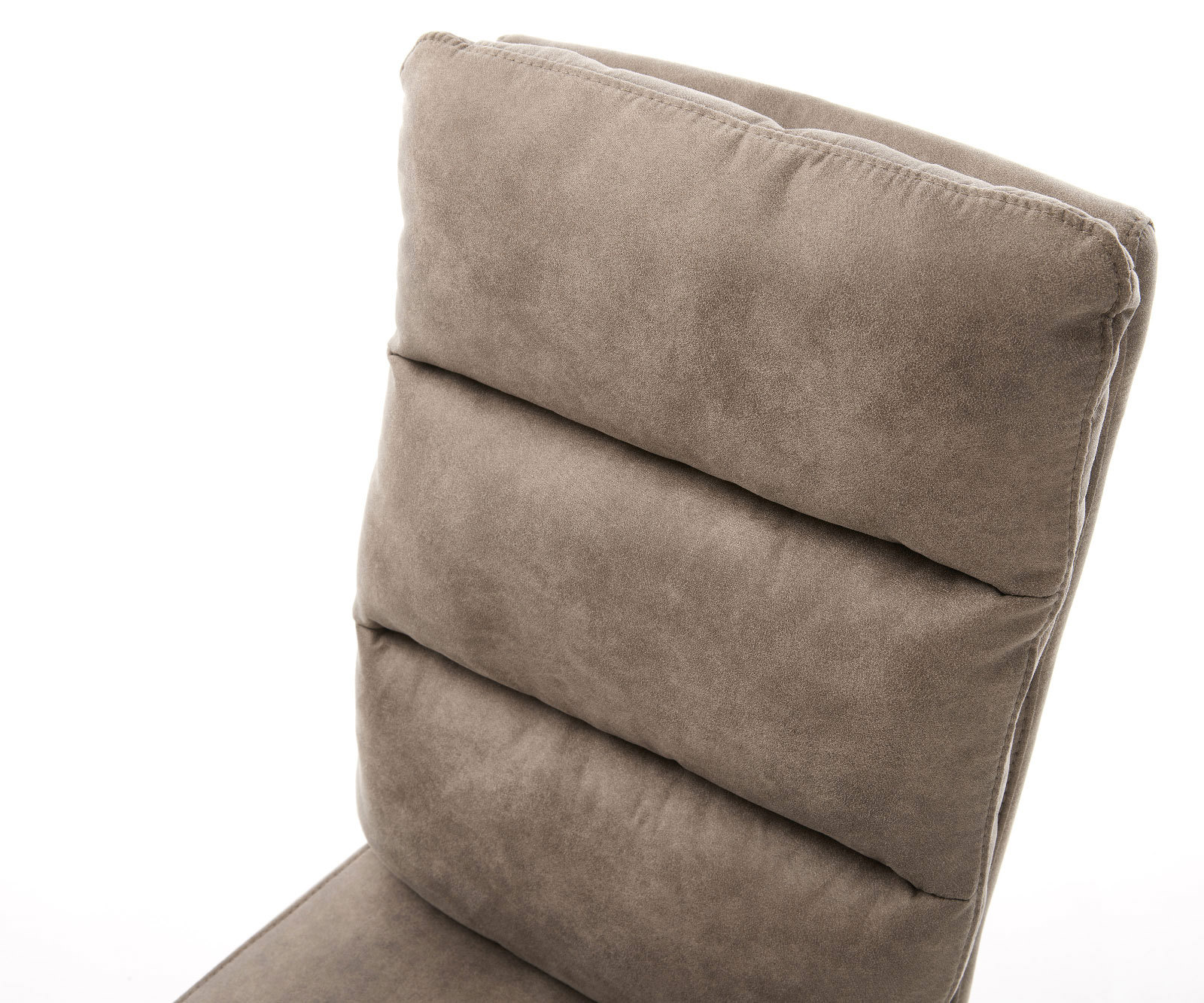 Chaise-de-salle-à-manger Pela-Flex microvelours taupe vintage 4 pieds coniques acier inoxydable brossé ressorts ensachés 3 Chaise-de-salle-à-manger Pela-Flex microvelours taupe vintage 4 pieds coniques acier inoxydable brossé ressorts ensachés 3